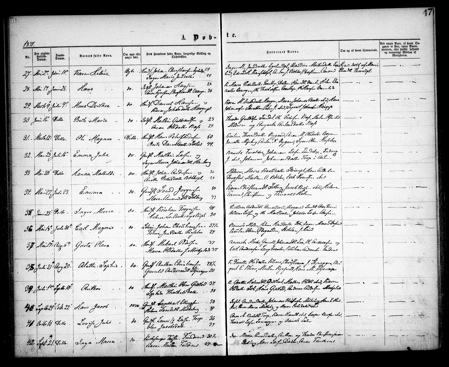 Spydeberg prestekontor Kirkebøker, SAO/A-10924/F/Fa/L0006: Parish register (official) no. I 6, 1863-1874, p. 47