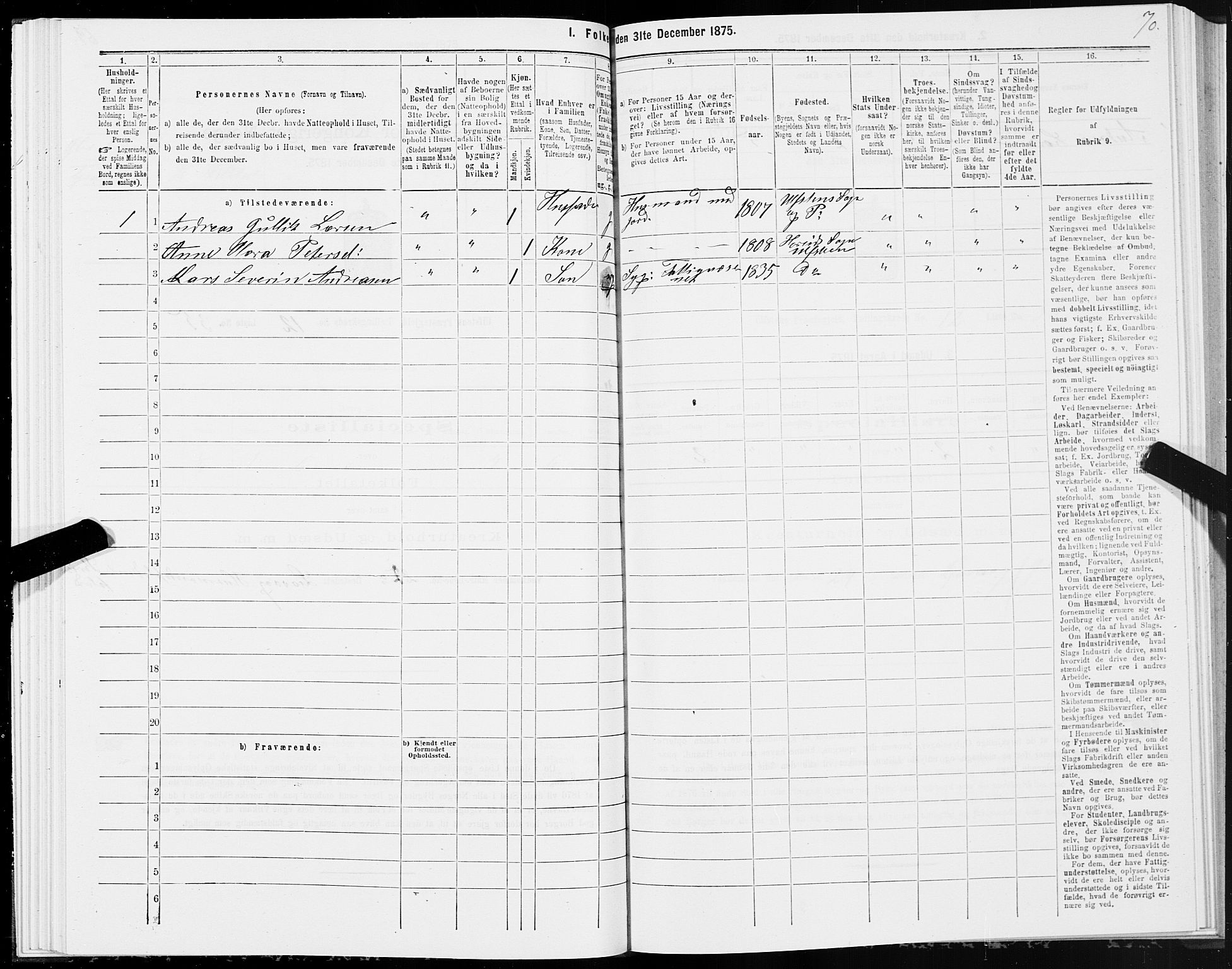 SAT, 1875 census for 1516P Ulstein, 1875, p. 5070