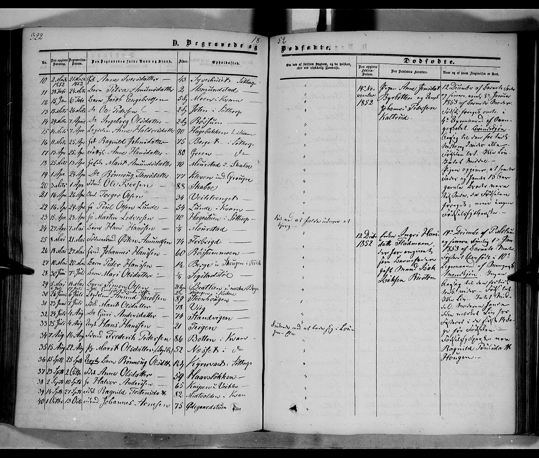 Nord-Fron prestekontor, SAH/PREST-080/H/Ha/Haa/L0001: Parish register (official) no. 1, 1851-1864, p. 322