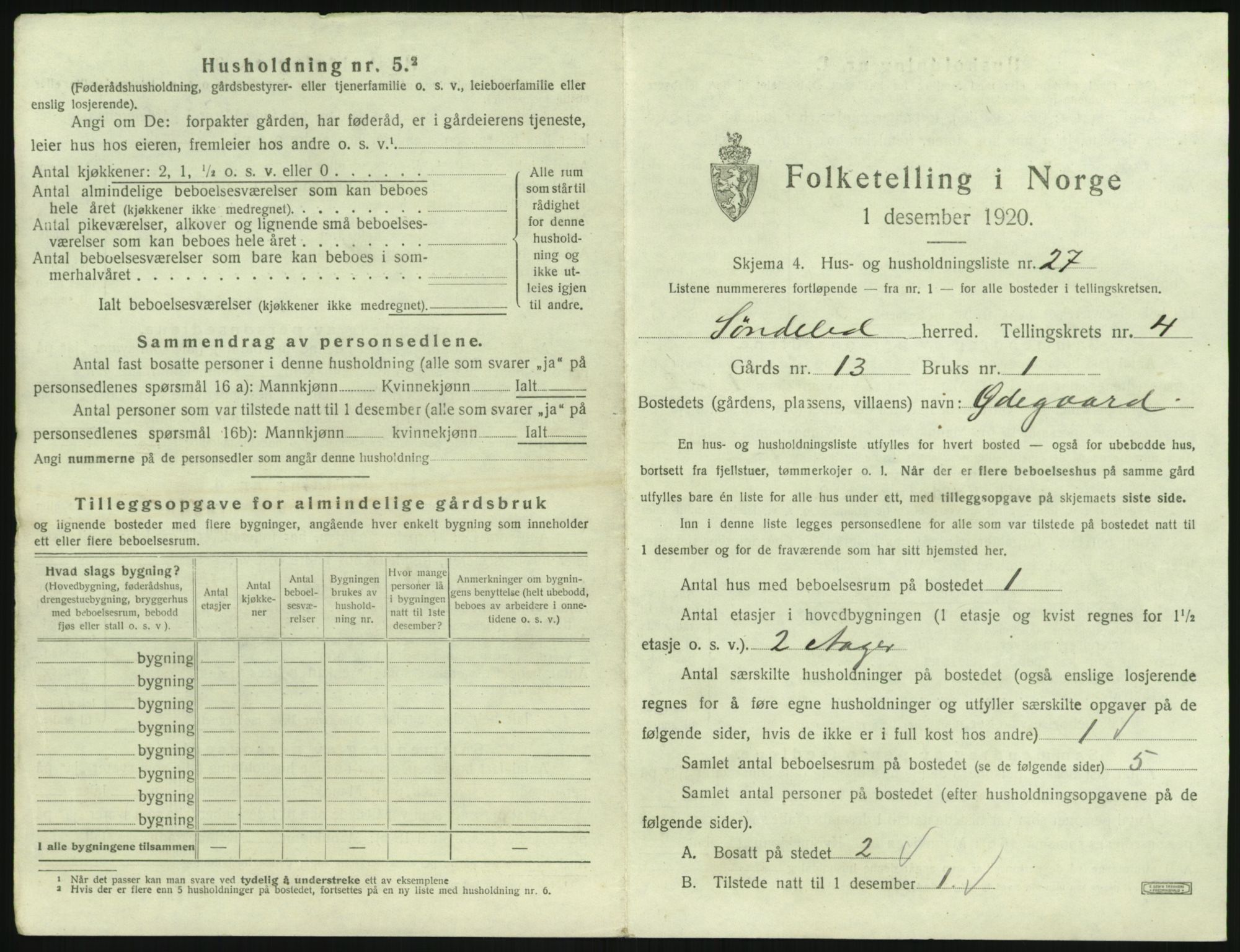 SAK, 1920 census for Søndeled, 1920, p. 389