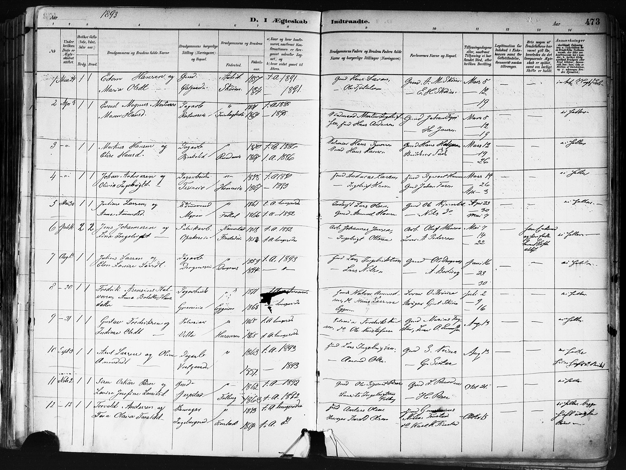 Nes prestekontor Kirkebøker, AV/SAO-A-10410/F/Fa/L0010: Parish register (official) no. I 10, 1883-1898, p. 473