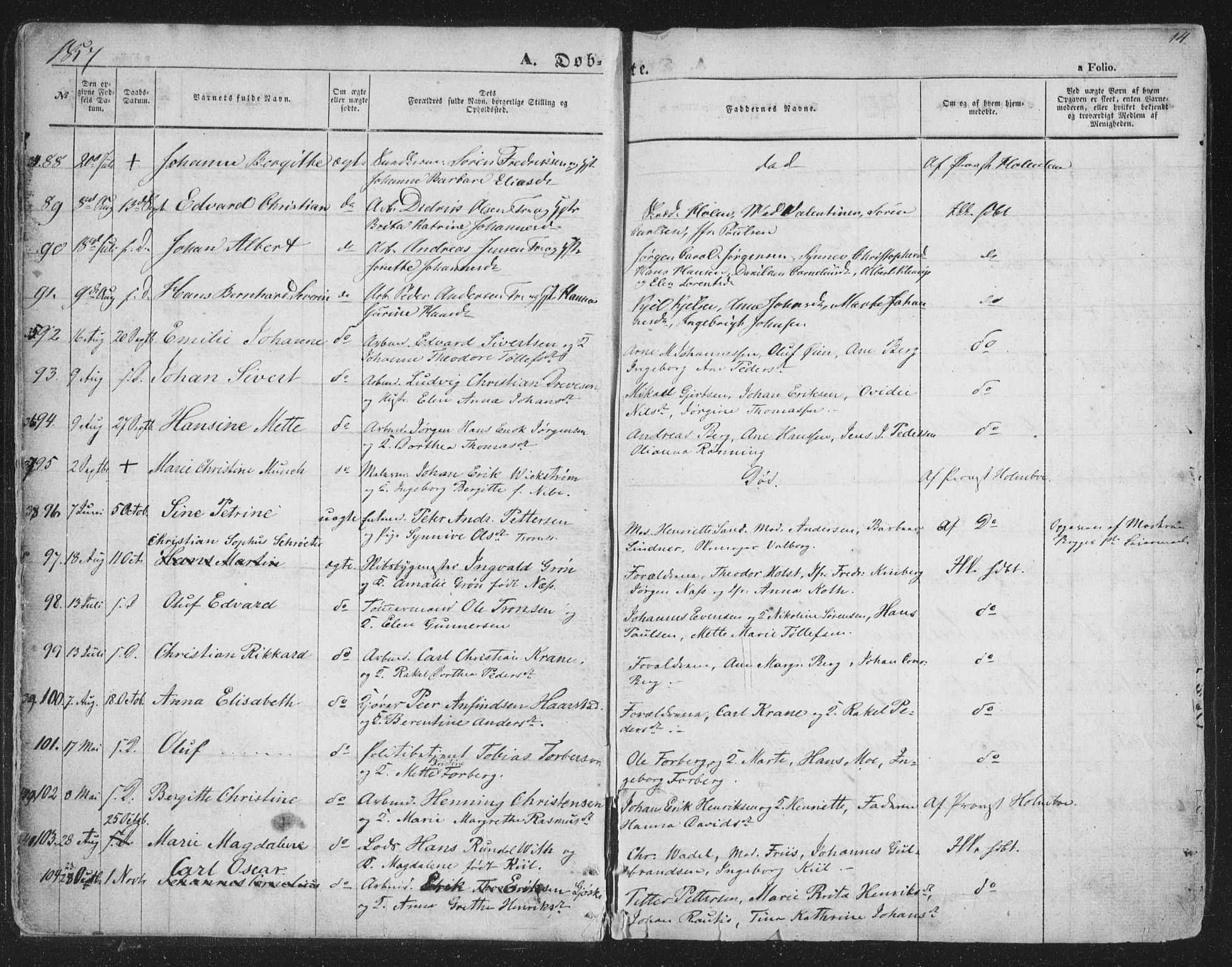 Tromsø sokneprestkontor/stiftsprosti/domprosti, SATØ/S-1343/G/Ga/L0011kirke: Parish register (official) no. 11, 1856-1865, p. 14