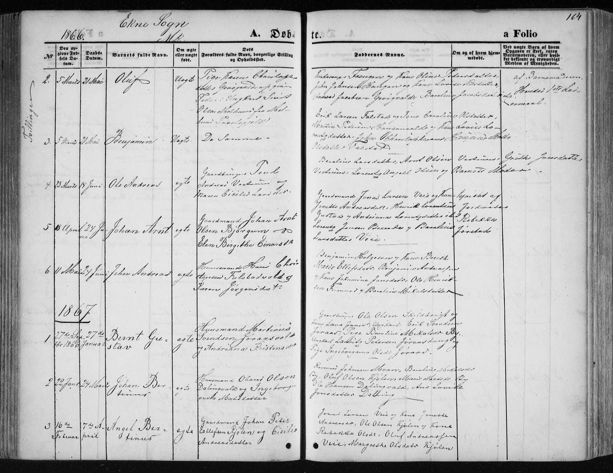 Ministerialprotokoller, klokkerbøker og fødselsregistre - Nord-Trøndelag, SAT/A-1458/717/L0158: Parish register (official) no. 717A08 /2, 1863-1877, p. 164