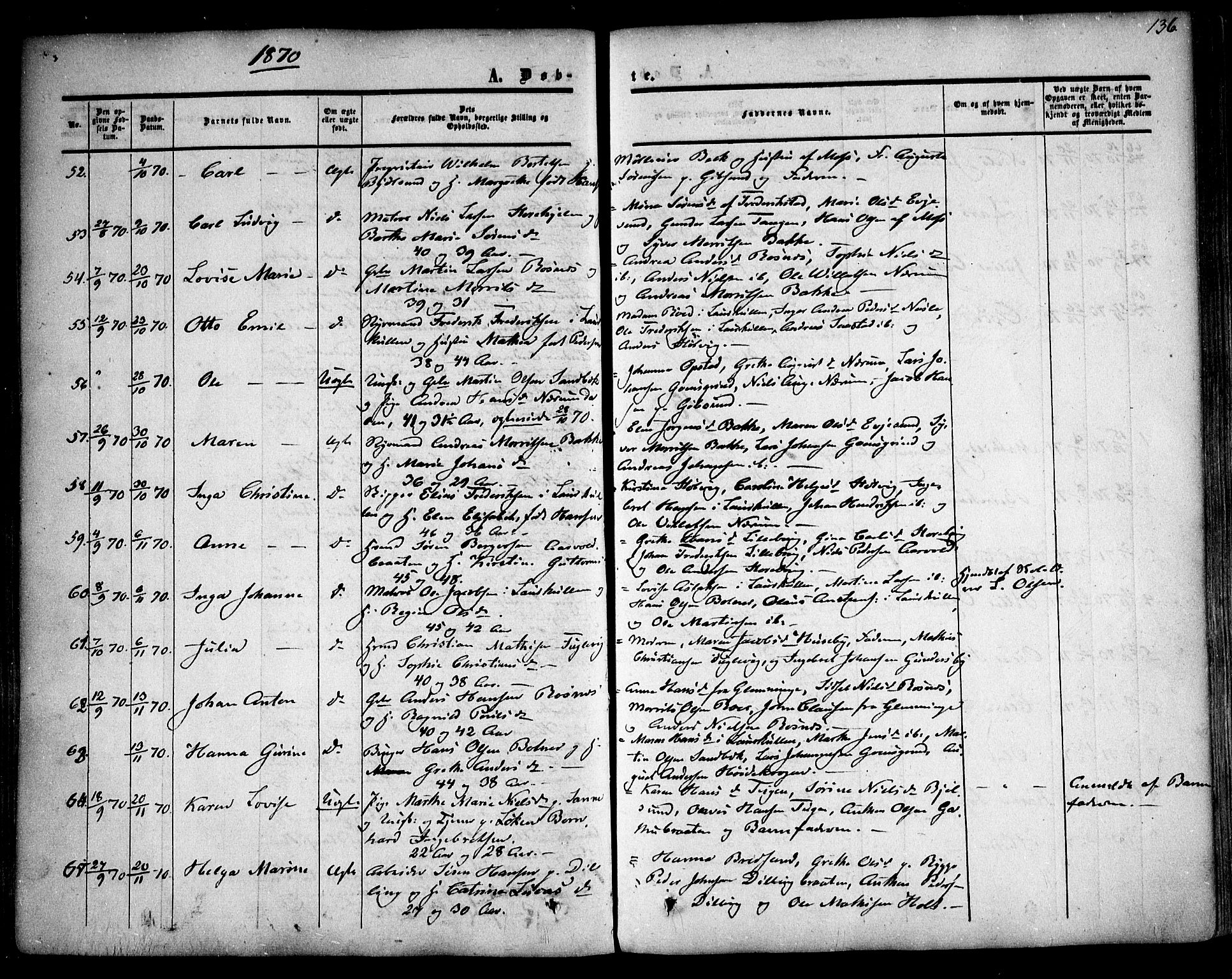 Rygge prestekontor Kirkebøker, SAO/A-10084b/F/Fa/L0005: Parish register (official) no. 5, 1852-1871, p. 136