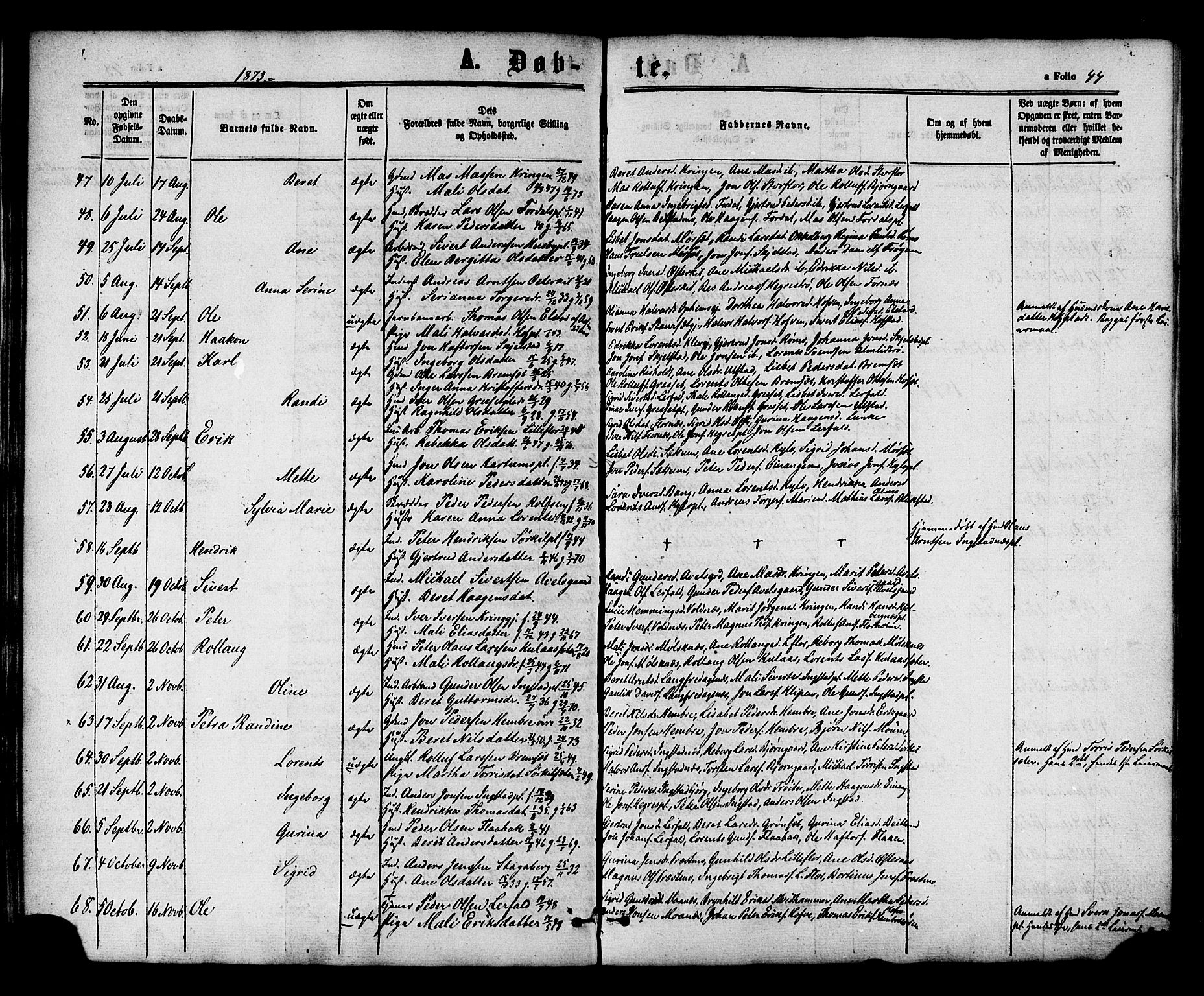 Ministerialprotokoller, klokkerbøker og fødselsregistre - Nord-Trøndelag, SAT/A-1458/703/L0029: Parish register (official) no. 703A02, 1863-1879, p. 44