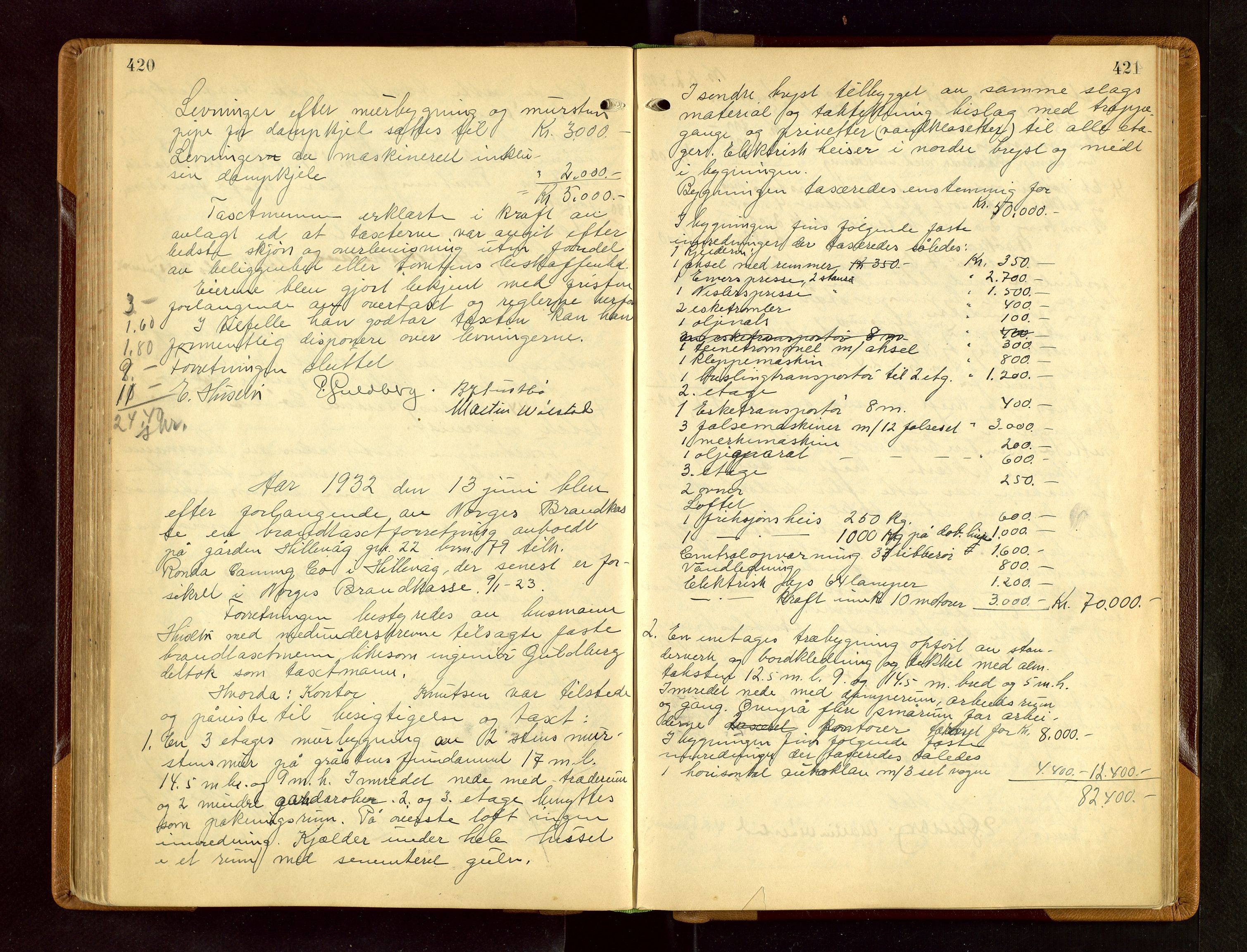 Hetland lensmannskontor, AV/SAST-A-100101/Goa/L0006: "Branntakstprotokoll", 1921-1938, p. 420-421