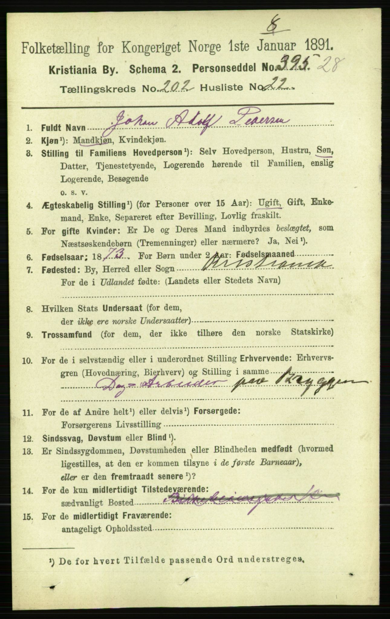 RA, 1891 census for 0301 Kristiania, 1891, p. 121920