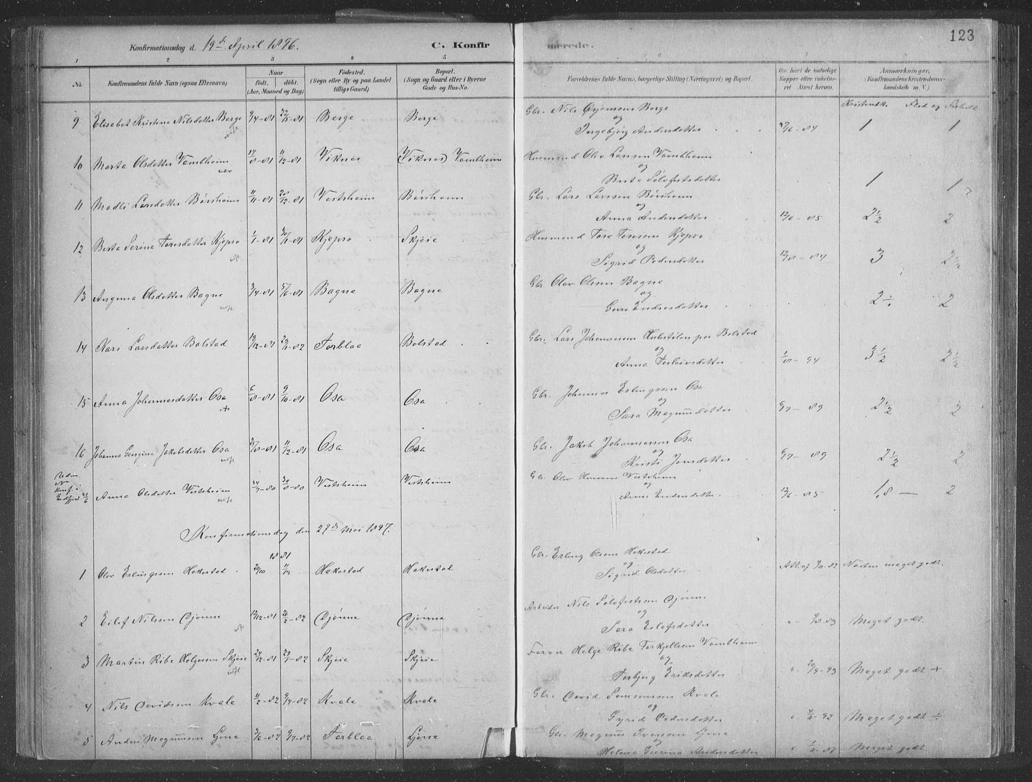 Ulvik sokneprestembete, AV/SAB-A-78801/H/Hab: Parish register (copy) no. A 3, 1883-1908, p. 123