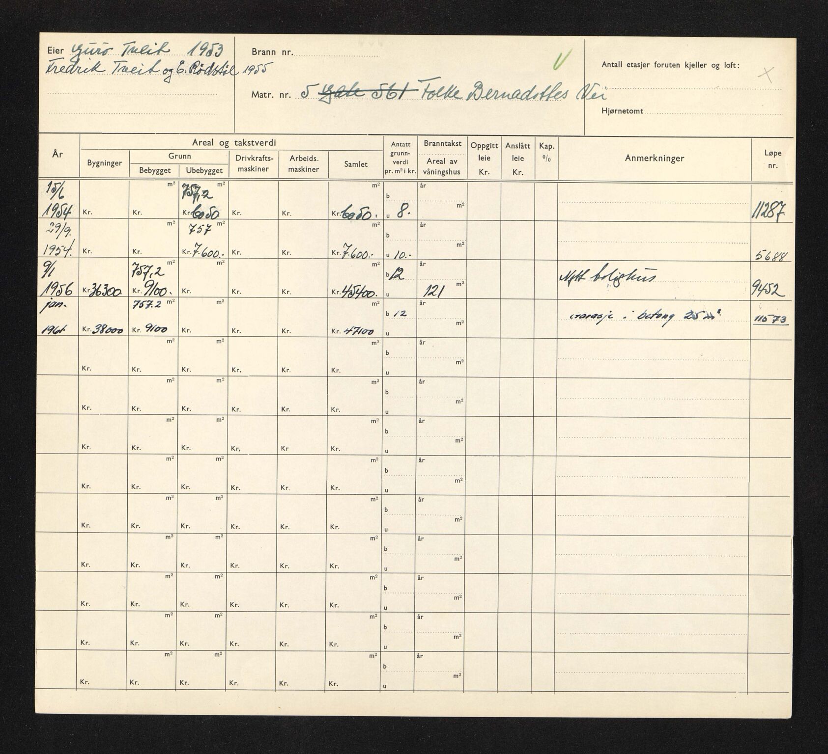 Stavanger kommune. Skattetakstvesenet, BYST/A-0440/F/Fa/Faa/L0014/0001: Skattetakstkort / Folke Bernadottes vei 1 - 28