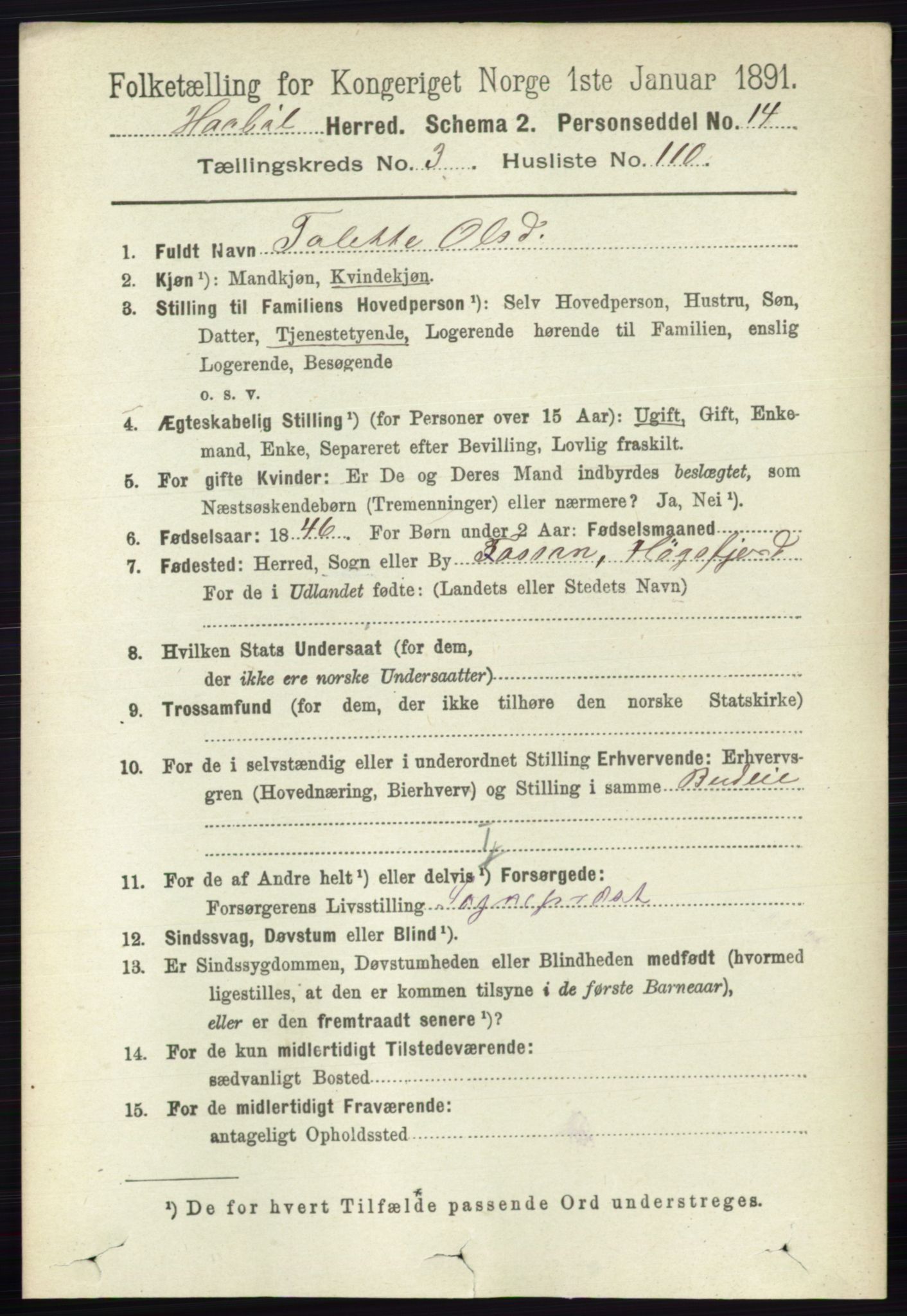 RA, 1891 census for 0138 Hobøl, 1891, p. 2283