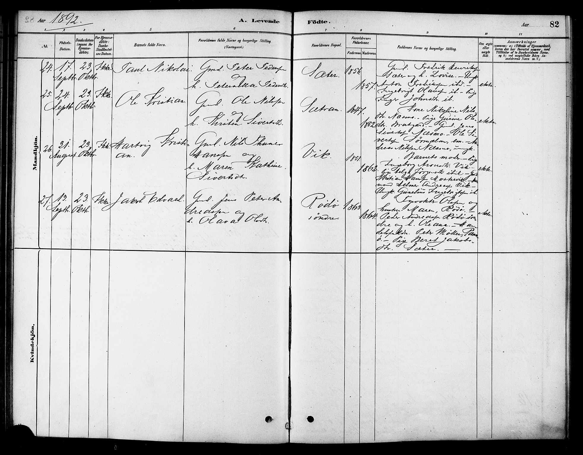 Ministerialprotokoller, klokkerbøker og fødselsregistre - Sør-Trøndelag, AV/SAT-A-1456/658/L0722: Parish register (official) no. 658A01, 1879-1896, p. 82