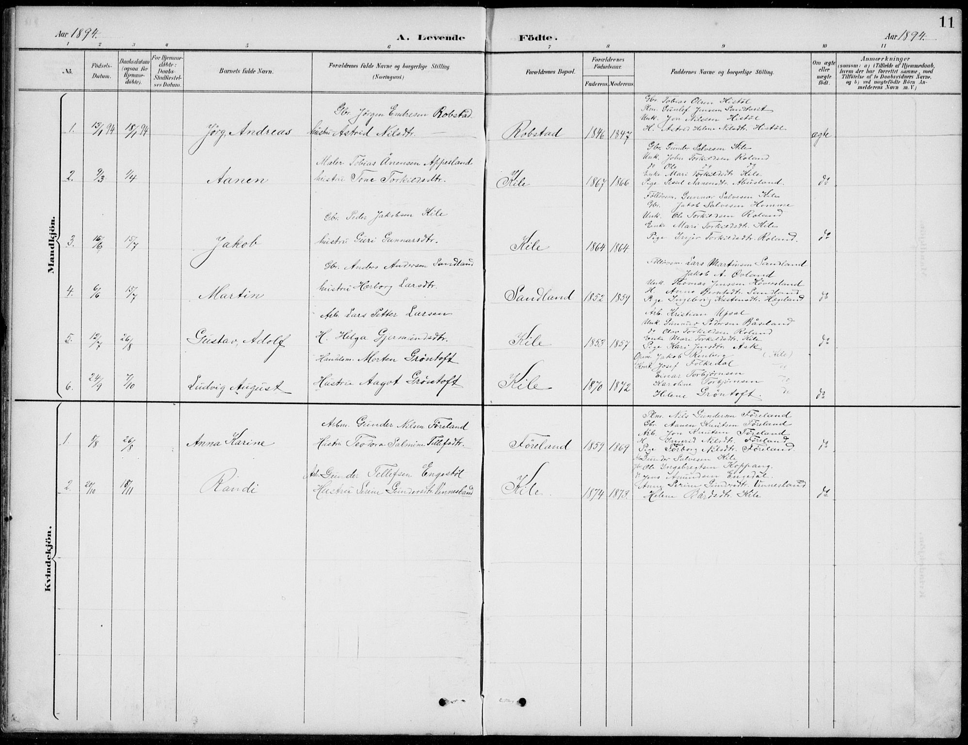 Vennesla sokneprestkontor, AV/SAK-1111-0045/Fb/Fba/L0003: Parish register (copy) no. B 3, 1890-1919, p. 11