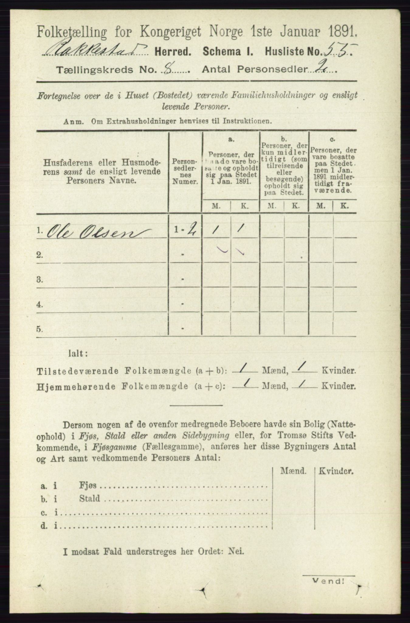 RA, 1891 census for 0128 Rakkestad, 1891, p. 3610