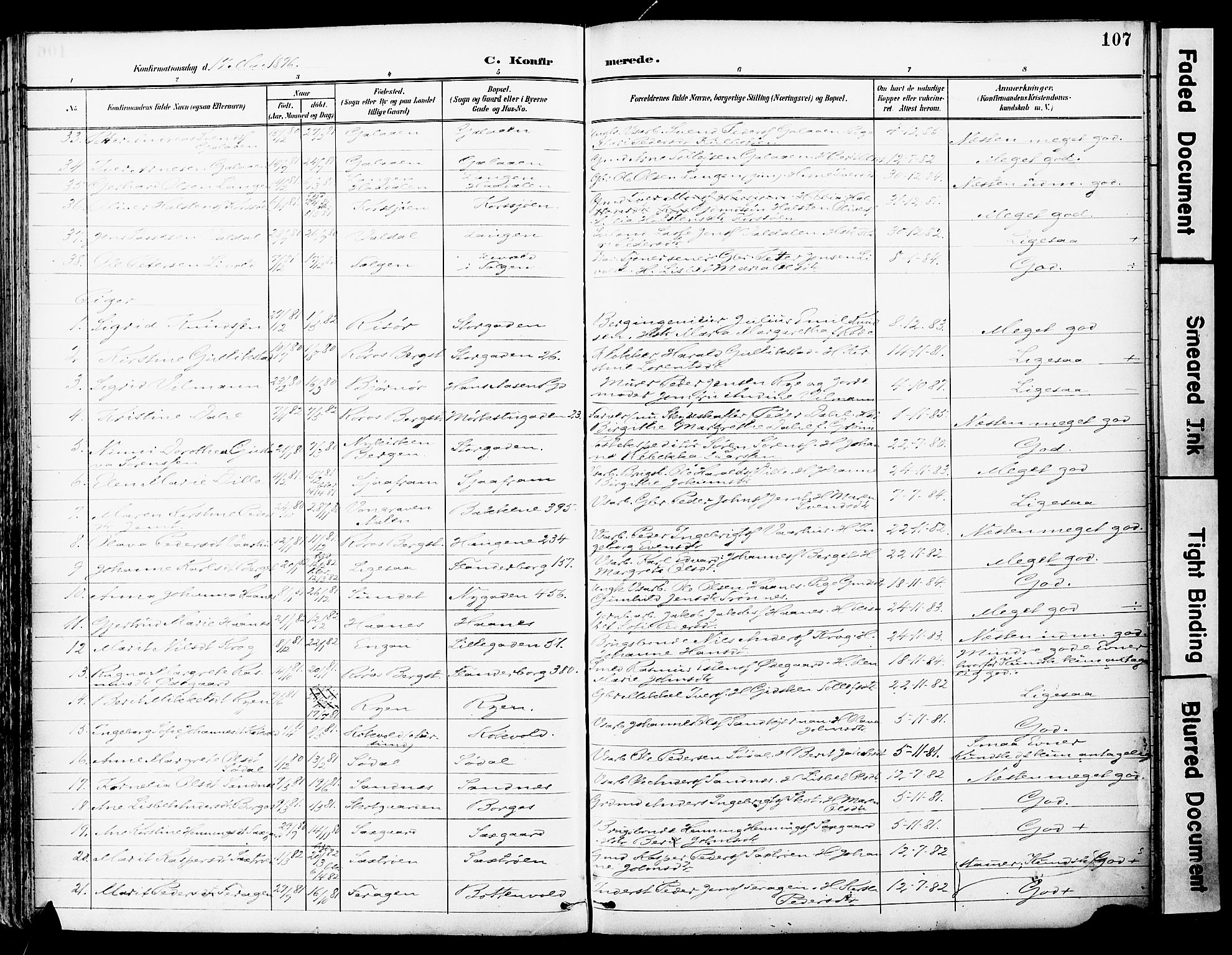 Ministerialprotokoller, klokkerbøker og fødselsregistre - Sør-Trøndelag, SAT/A-1456/681/L0935: Parish register (official) no. 681A13, 1890-1898, p. 107
