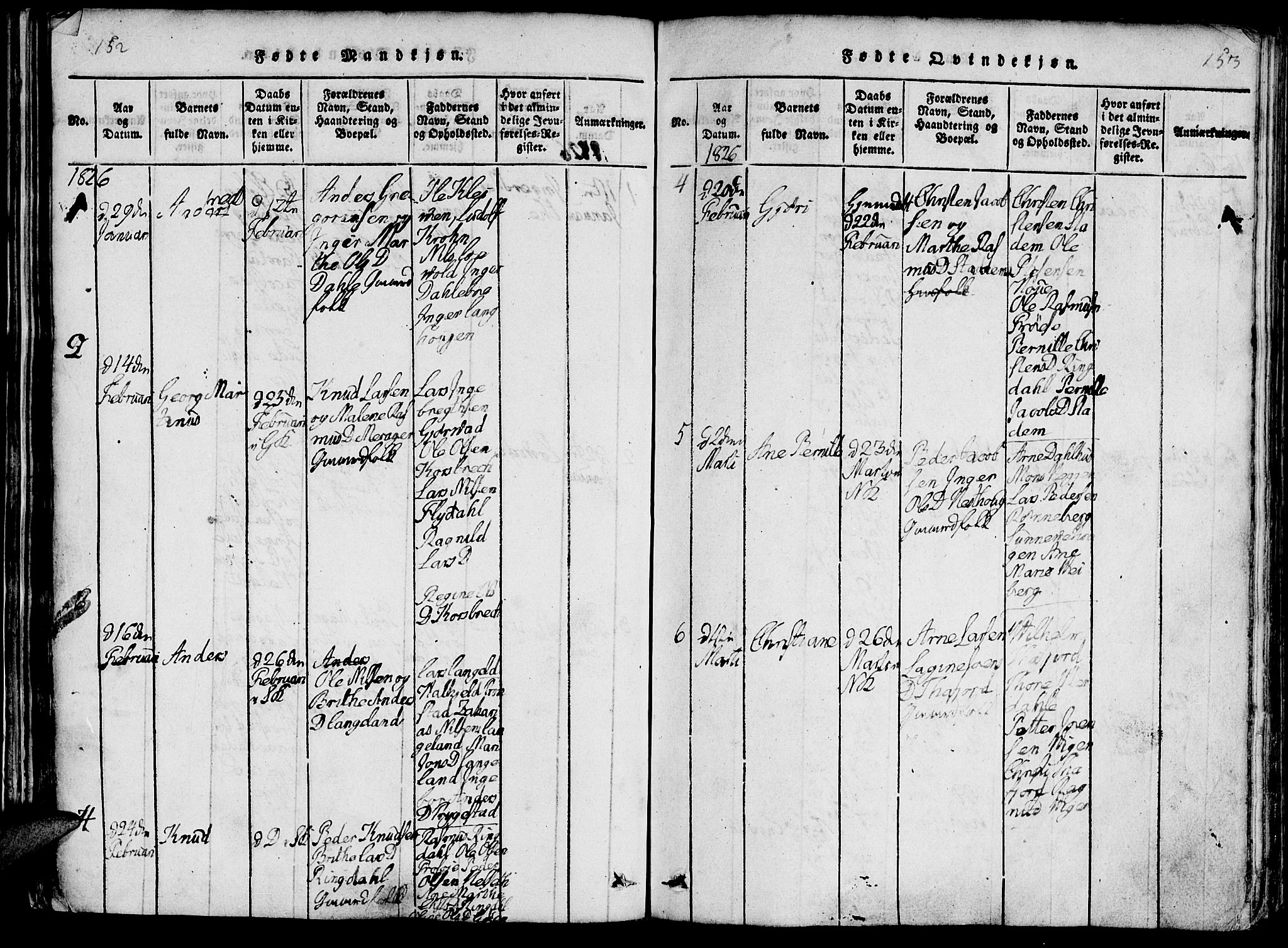 Ministerialprotokoller, klokkerbøker og fødselsregistre - Møre og Romsdal, AV/SAT-A-1454/519/L0260: Parish register (copy) no. 519C01, 1817-1829, p. 152-153