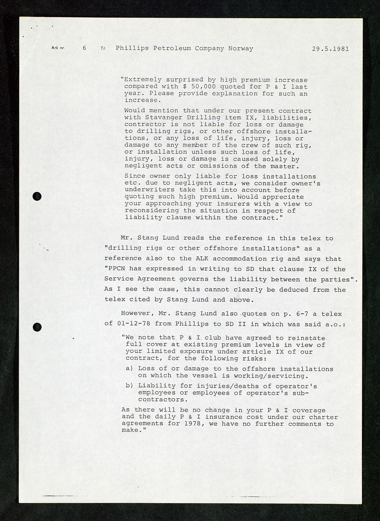 Pa 1503 - Stavanger Drilling AS, SAST/A-101906/Da/L0017: Alexander L. Kielland - Saks- og korrespondansearkiv, 1981-1984, p. 216