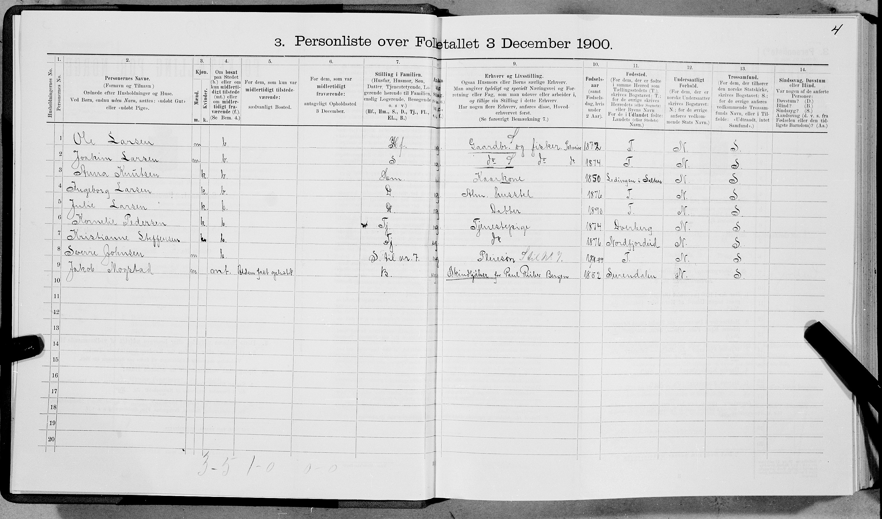 SAT, 1900 census for Bø, 1900, p. 29