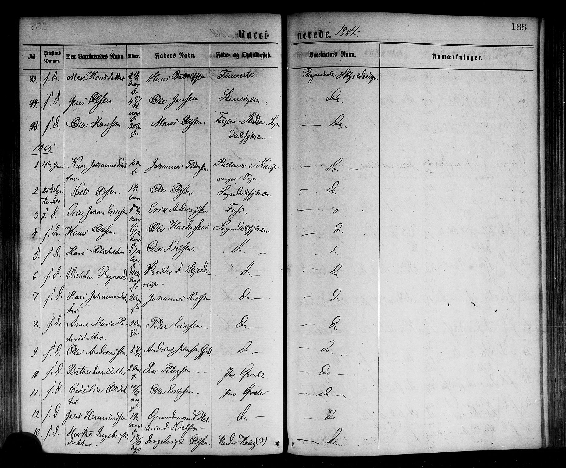 Sogndal sokneprestembete, AV/SAB-A-81301/H/Haa/Haaa/L0014: Parish register (official) no. A 14, 1864-1877, p. 188