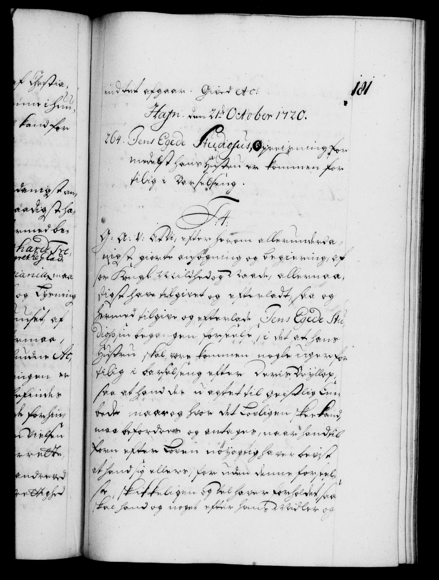 Danske Kanselli 1572-1799, AV/RA-EA-3023/F/Fc/Fca/Fcaa/L0023: Norske registre, 1720-1722, p. 181a