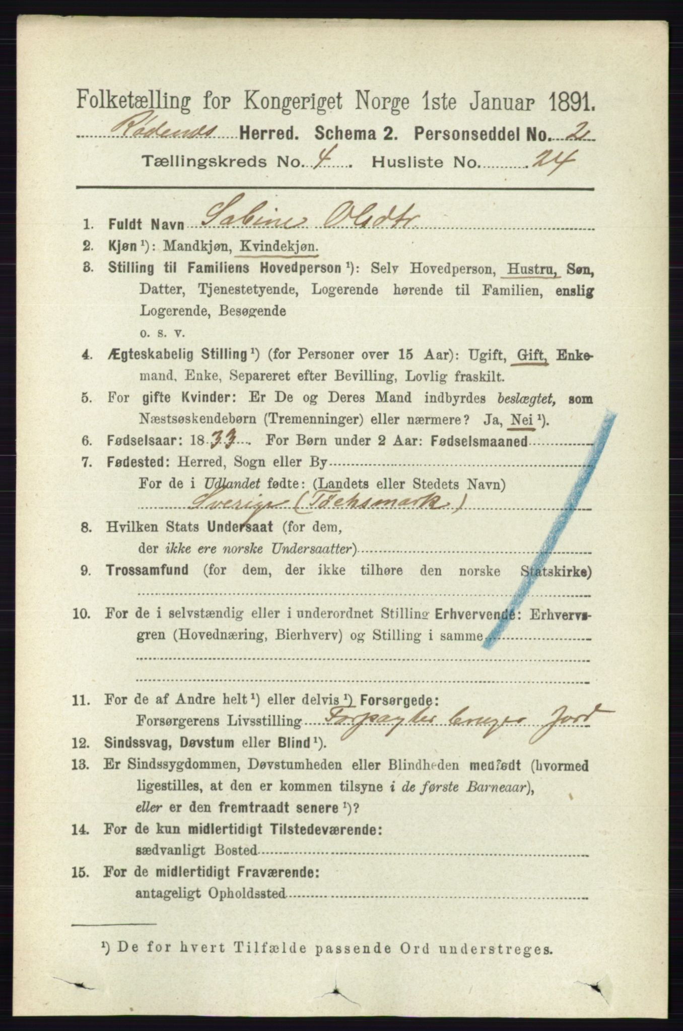 RA, 1891 census for 0120 Rødenes, 1891, p. 1765