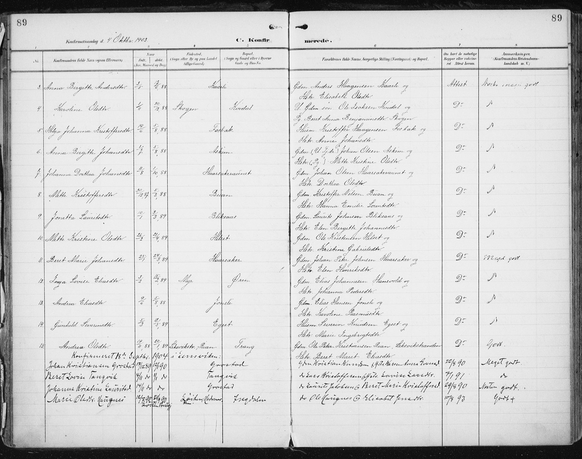 Ministerialprotokoller, klokkerbøker og fødselsregistre - Sør-Trøndelag, SAT/A-1456/646/L0616: Parish register (official) no. 646A14, 1900-1918, p. 89