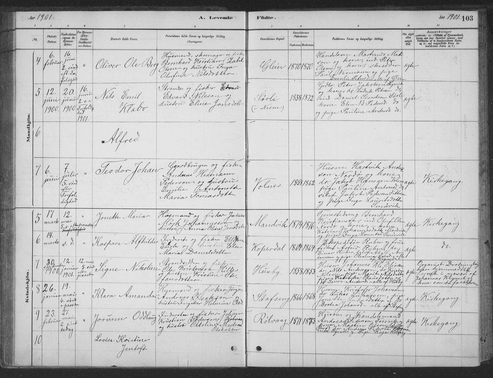 Ministerialprotokoller, klokkerbøker og fødselsregistre - Nordland, AV/SAT-A-1459/835/L0532: Parish register (copy) no. 835C04, 1880-1905, p. 103