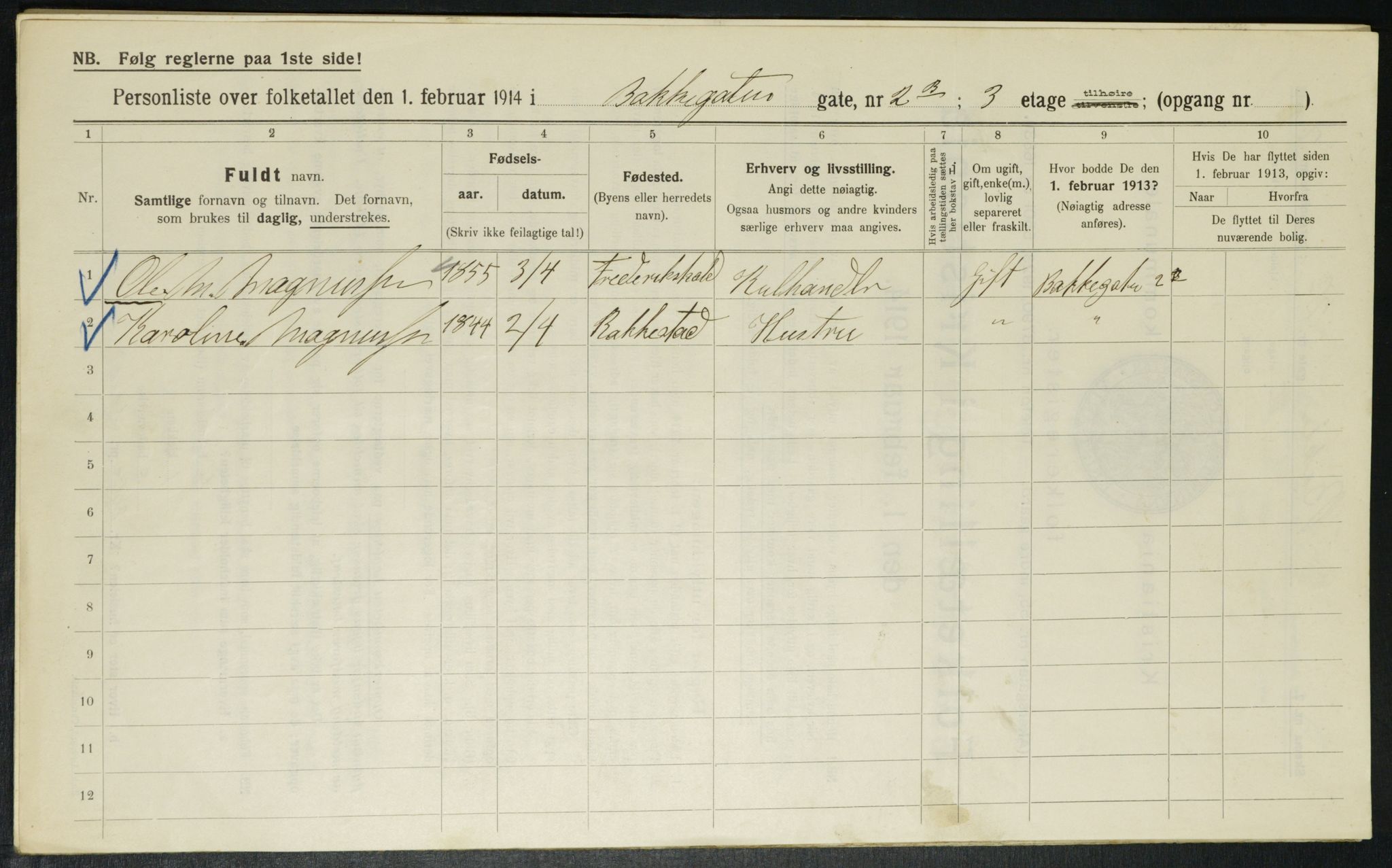 OBA, Municipal Census 1914 for Kristiania, 1914, p. 2666