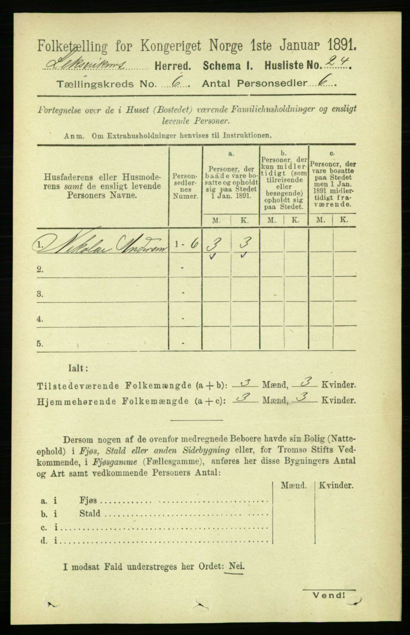 RA, 1891 census for 1718 Leksvik, 1891, p. 3156