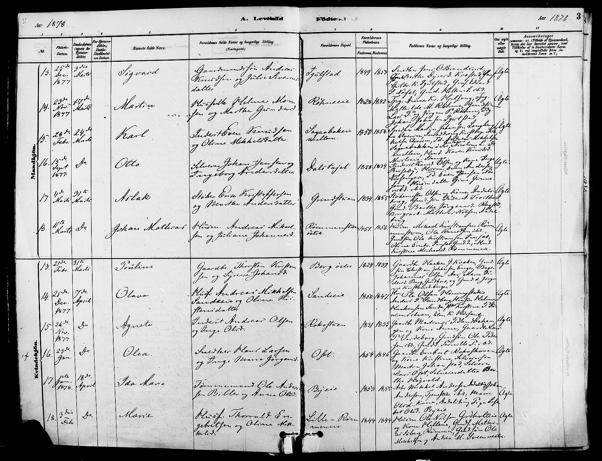 Løten prestekontor, AV/SAH-PREST-022/K/Ka/L0009: Parish register (official) no. 9, 1878-1891, p. 3