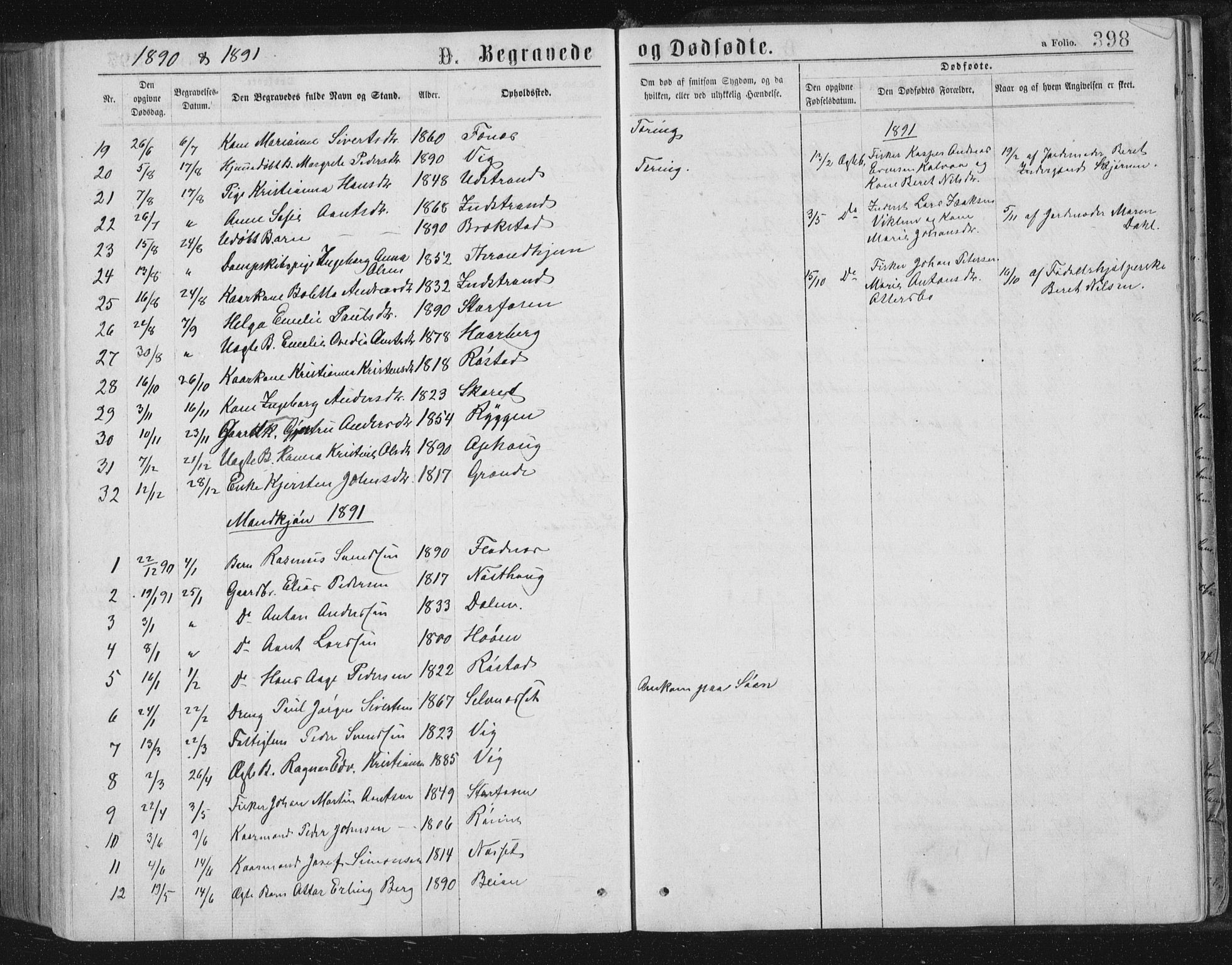 Ministerialprotokoller, klokkerbøker og fødselsregistre - Sør-Trøndelag, SAT/A-1456/659/L0745: Parish register (copy) no. 659C02, 1869-1892, p. 398