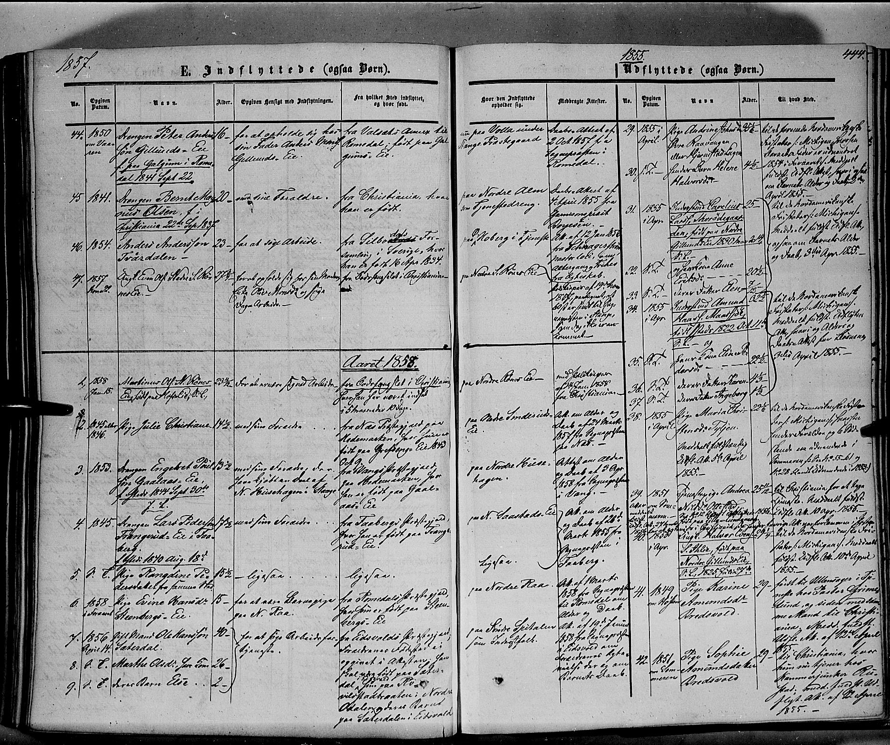 Stange prestekontor, SAH/PREST-002/K/L0012: Parish register (official) no. 12, 1852-1862, p. 444