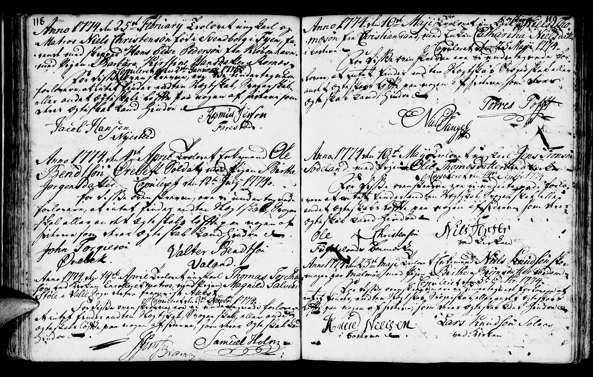 Mandal sokneprestkontor, AV/SAK-1111-0030/F/Fa/Faa/L0006: Parish register (official) no. A 6, 1755-1783, p. 118-119