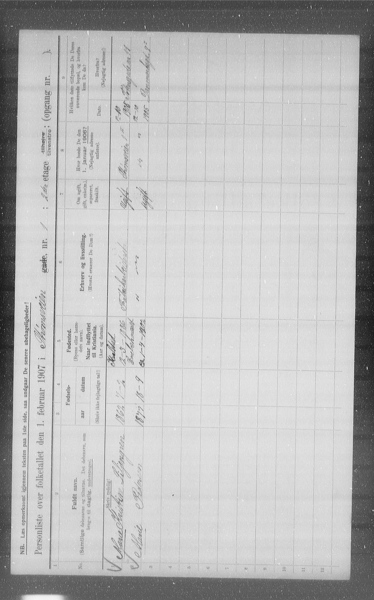 OBA, Municipal Census 1907 for Kristiania, 1907, p. 52918