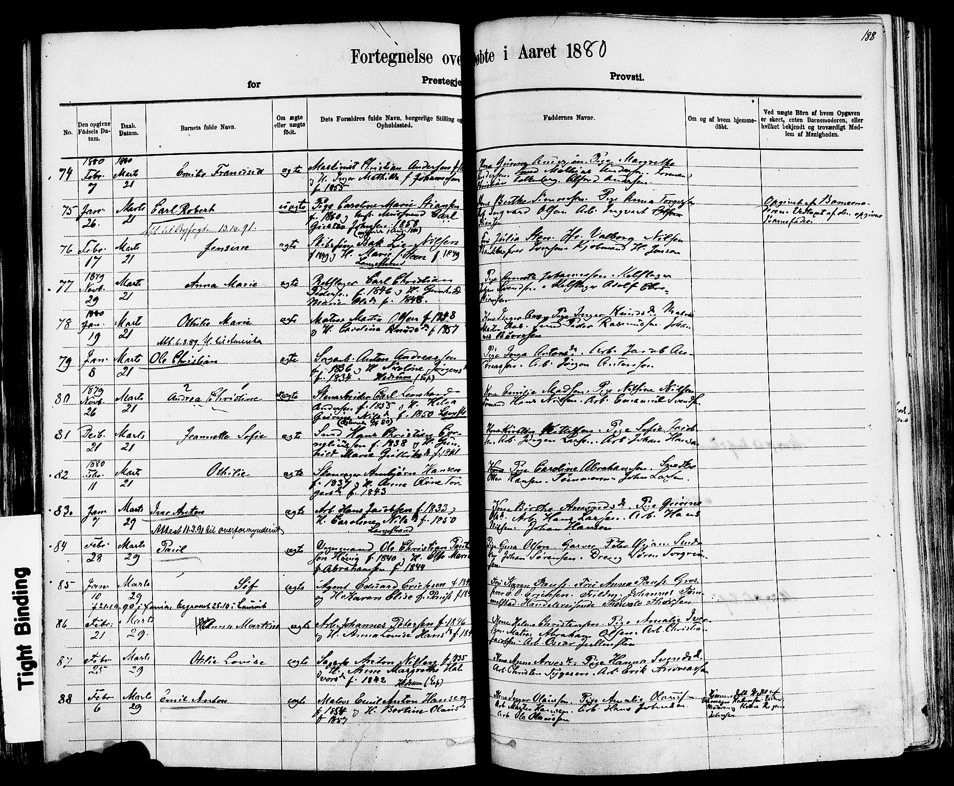 Larvik kirkebøker, AV/SAKO-A-352/F/Fa/L0006: Parish register (official) no. I 6, 1871-1883, p. 188