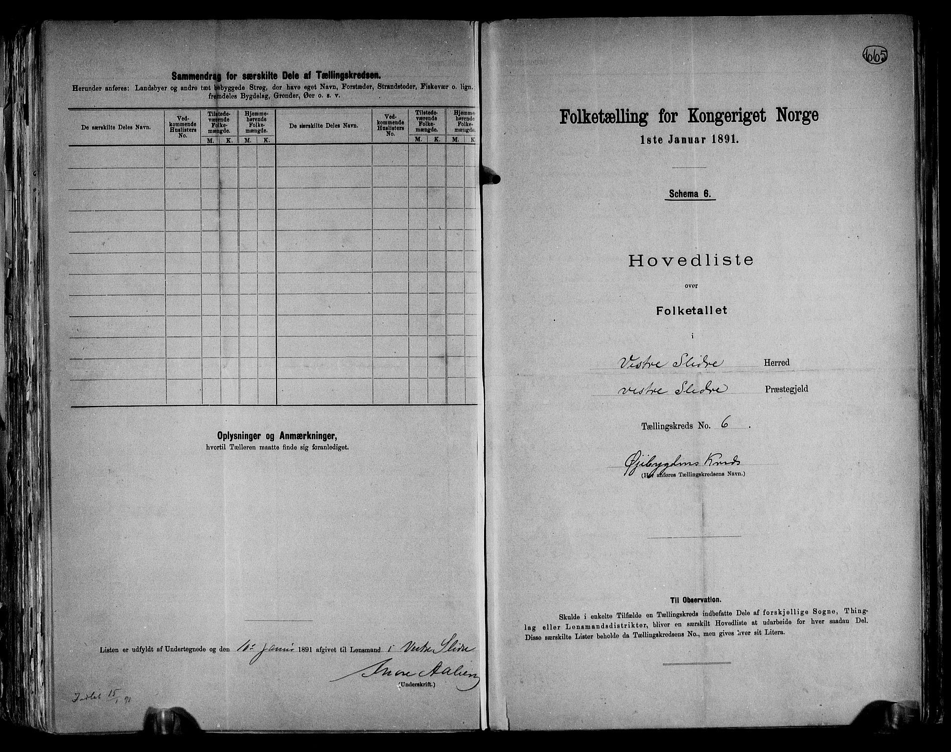 RA, 1891 census for 0543 Vestre Slidre, 1891, p. 19