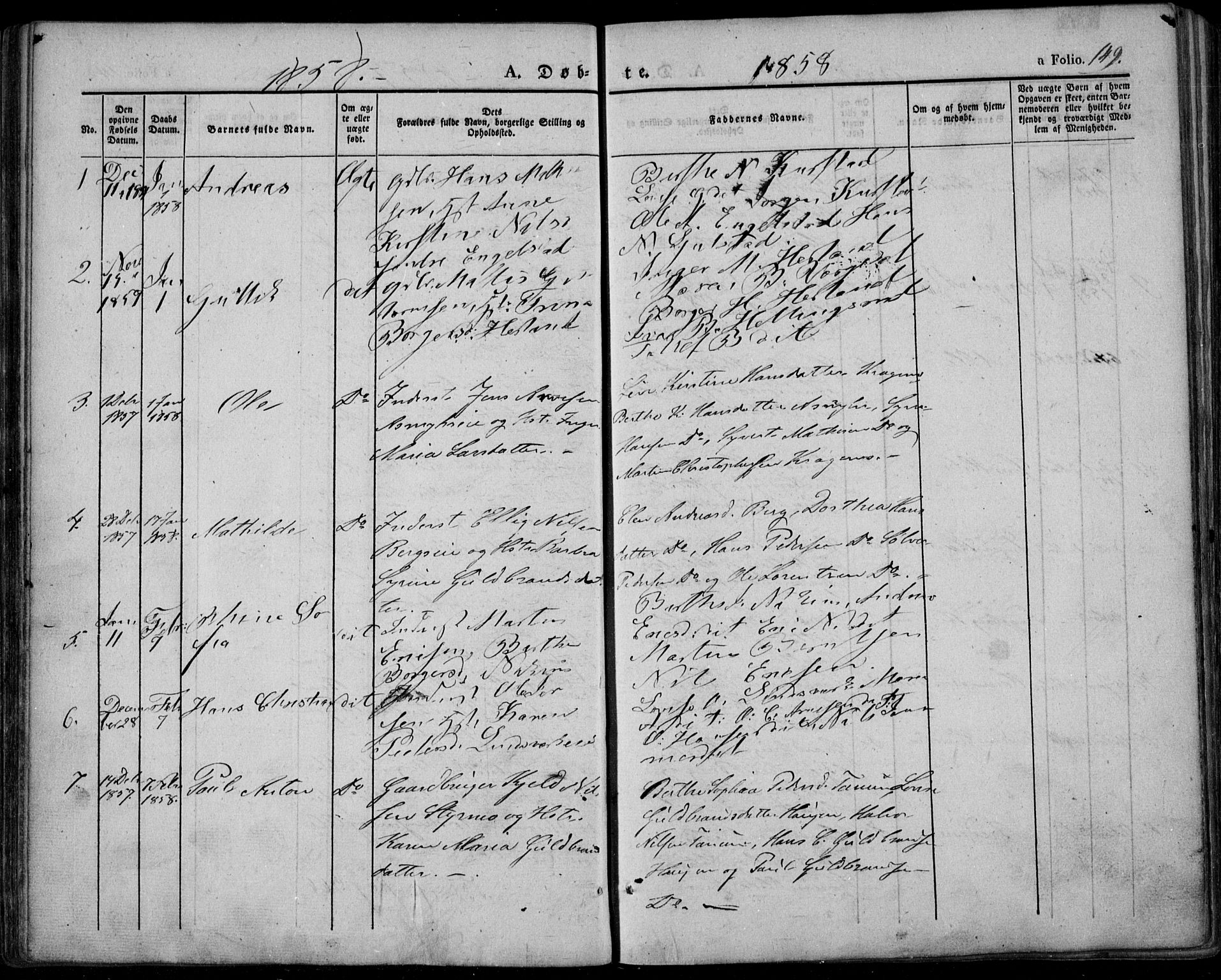 Lardal kirkebøker, AV/SAKO-A-350/F/Fa/L0006: Parish register (official) no. I 6, 1835-1860, p. 149