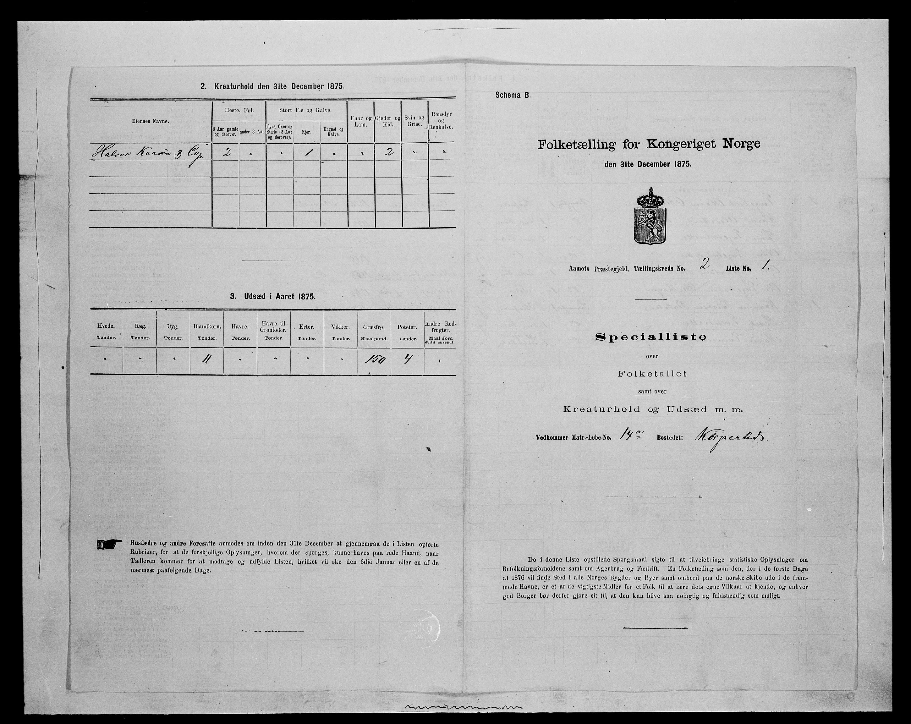 SAH, 1875 census for 0429P Åmot, 1875, p. 287