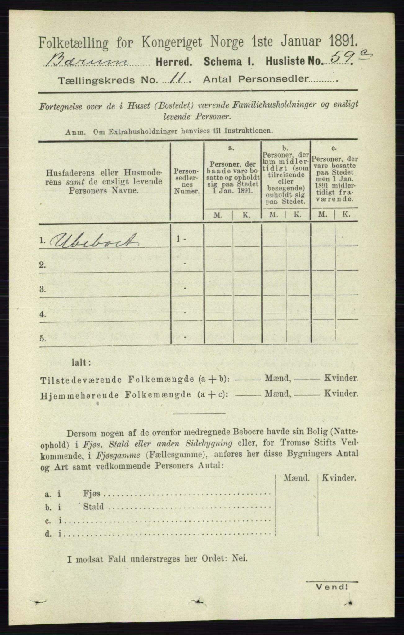 RA, 1891 census for 0219 Bærum, 1891, p. 7176