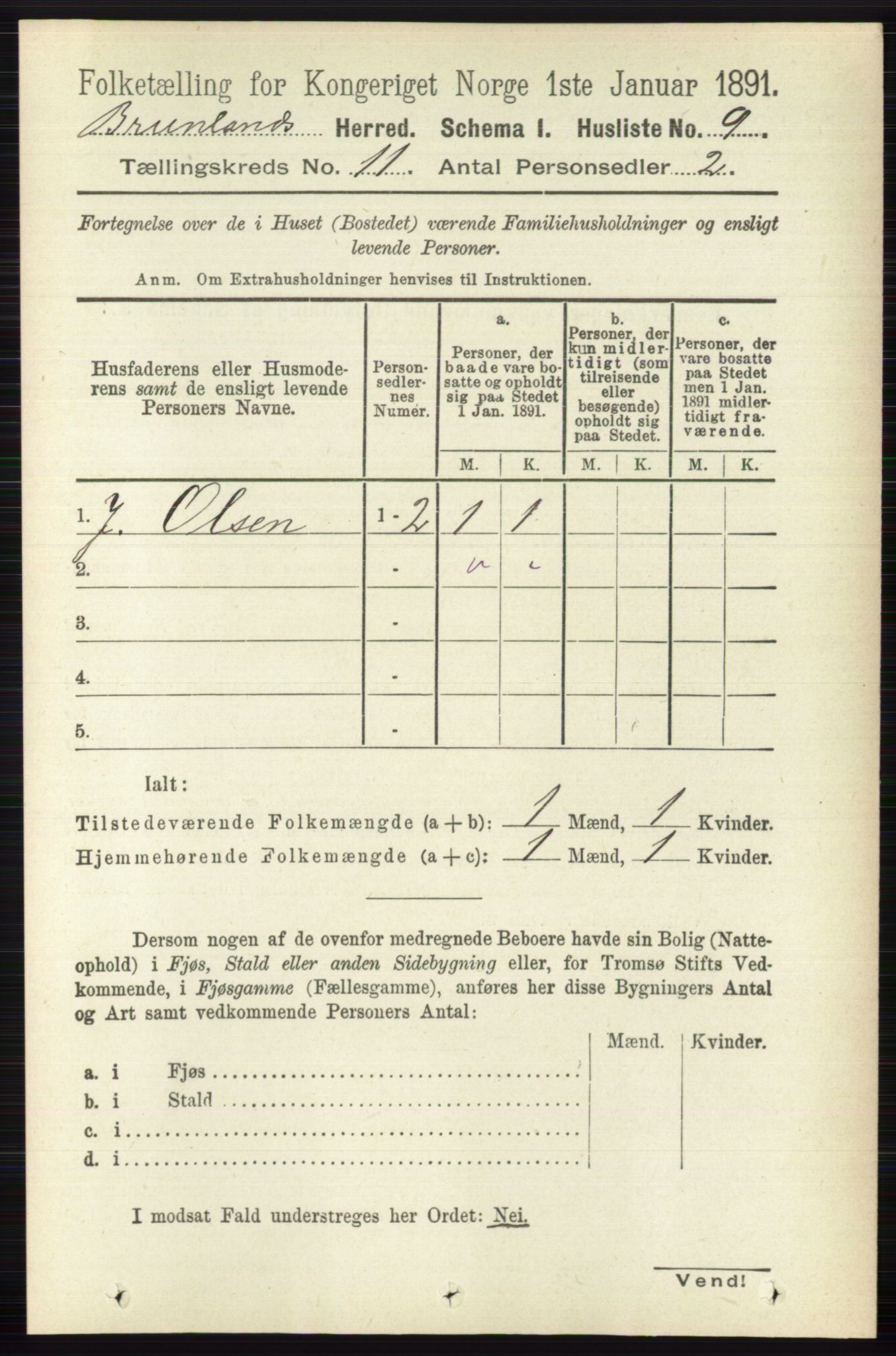 RA, 1891 census for 0726 Brunlanes, 1891, p. 5300