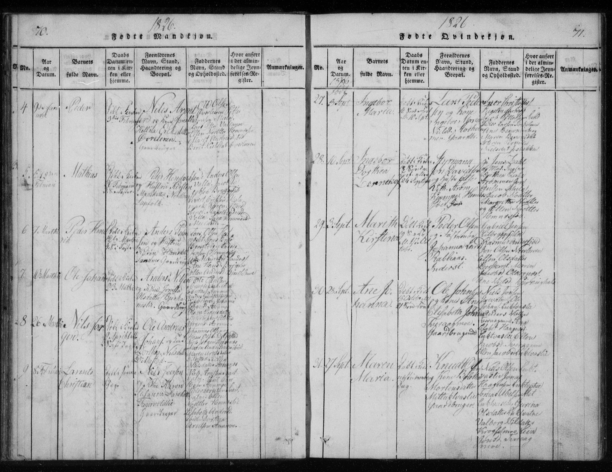 Ministerialprotokoller, klokkerbøker og fødselsregistre - Nordland, AV/SAT-A-1459/825/L0353: Parish register (official) no. 825A07, 1820-1826, p. 70-71