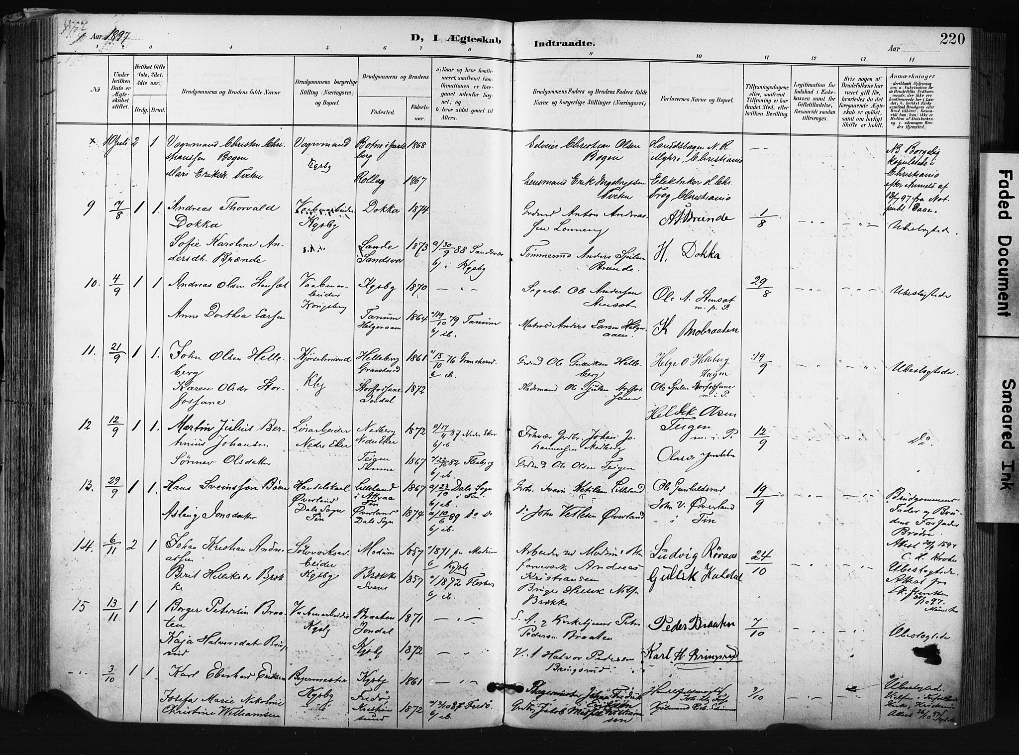 Kongsberg kirkebøker, AV/SAKO-A-22/F/Fb/L0003: Parish register (official) no. II 3, 1896-1905, p. 220