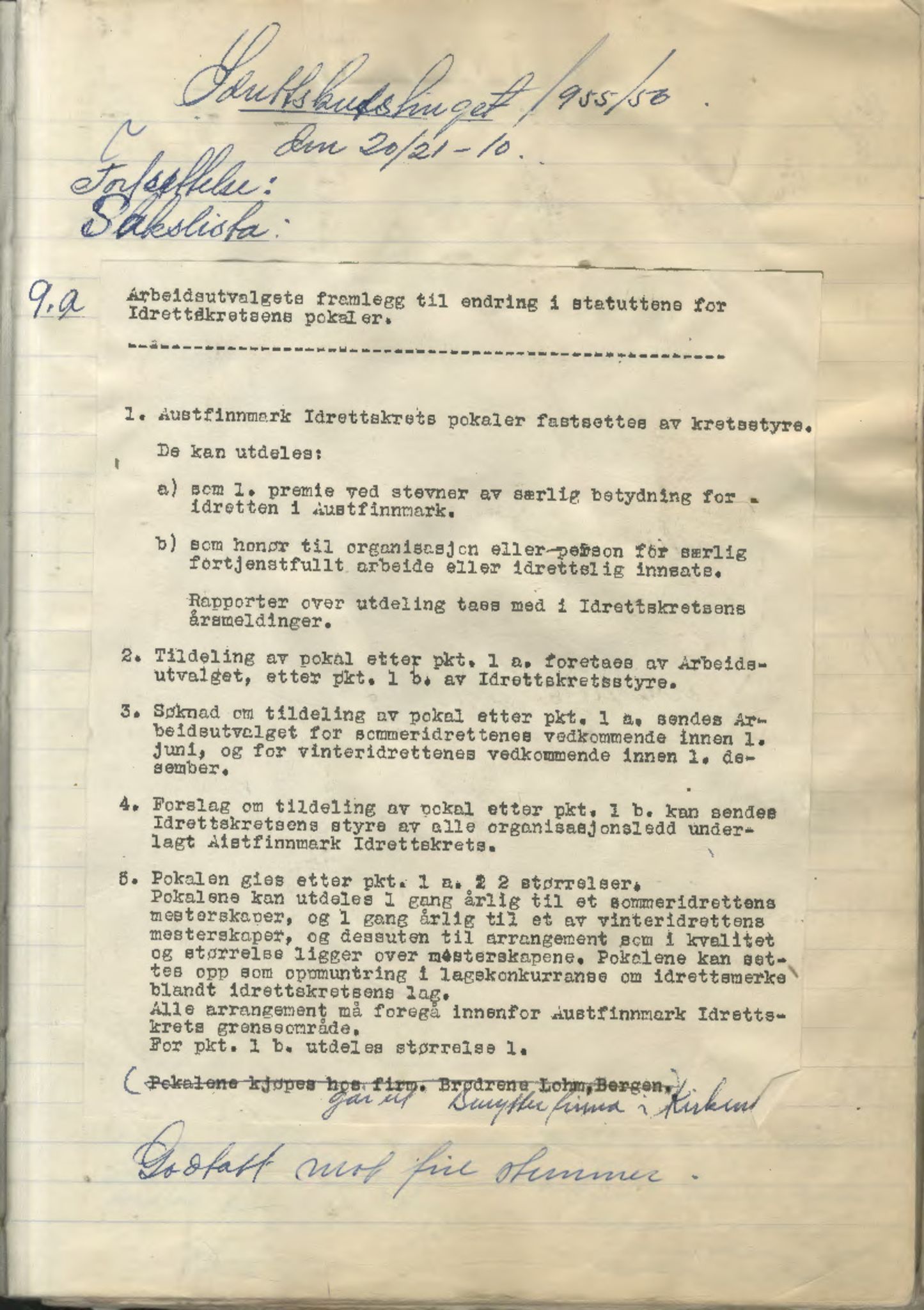 Aust-Finnmark Idrettskrets , FMFB/A-1041/A/L0004: Møteprotokoll for styre, ting og arbeidsutvalg, 1956-1958, p. 3