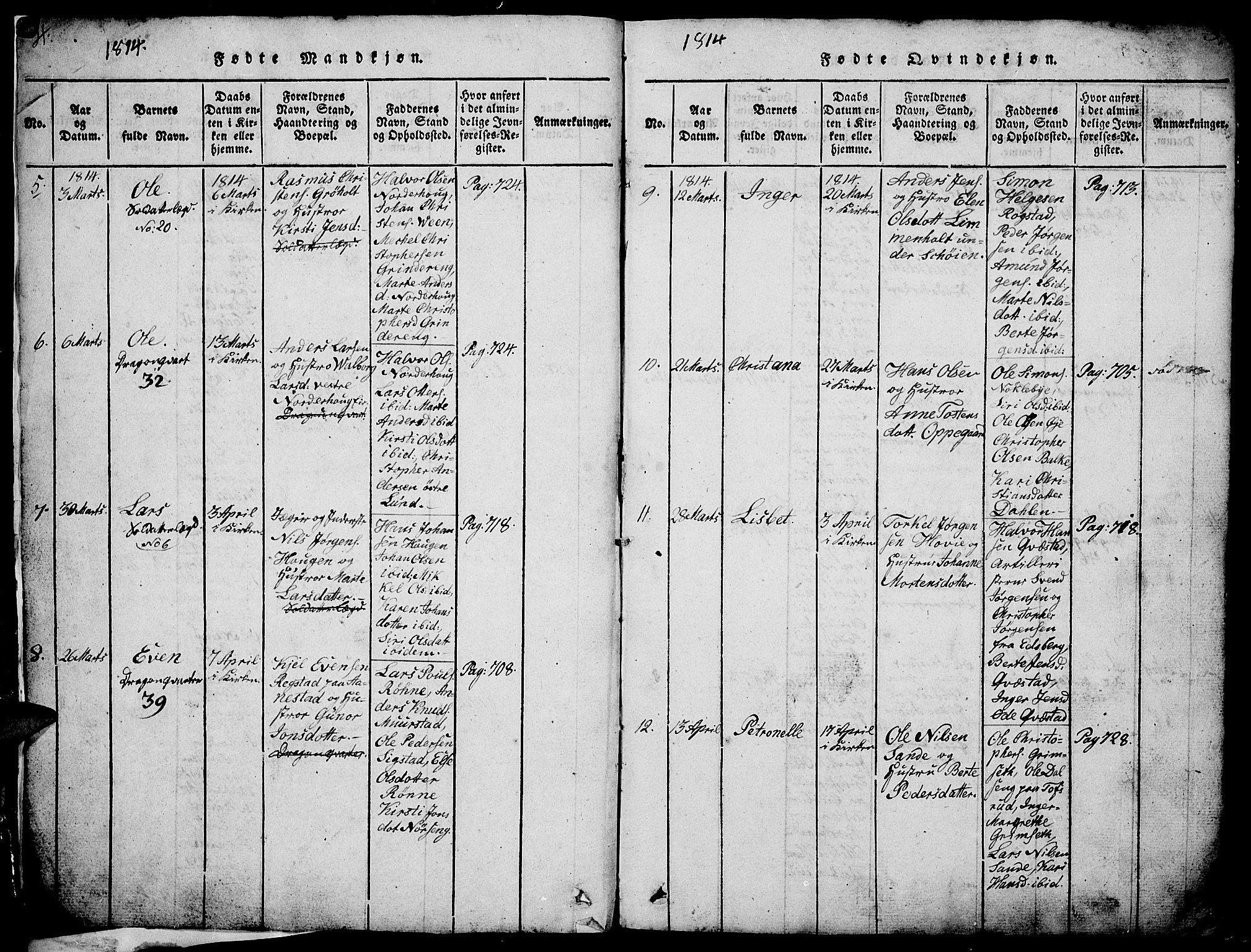 Løten prestekontor, AV/SAH-PREST-022/L/La/L0001: Parish register (copy) no. 1, 1812-1832, p. 4-5