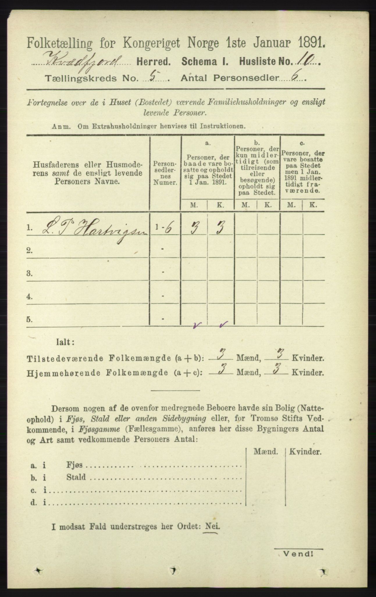 RA, 1891 census for 1911 Kvæfjord, 1891, p. 2774