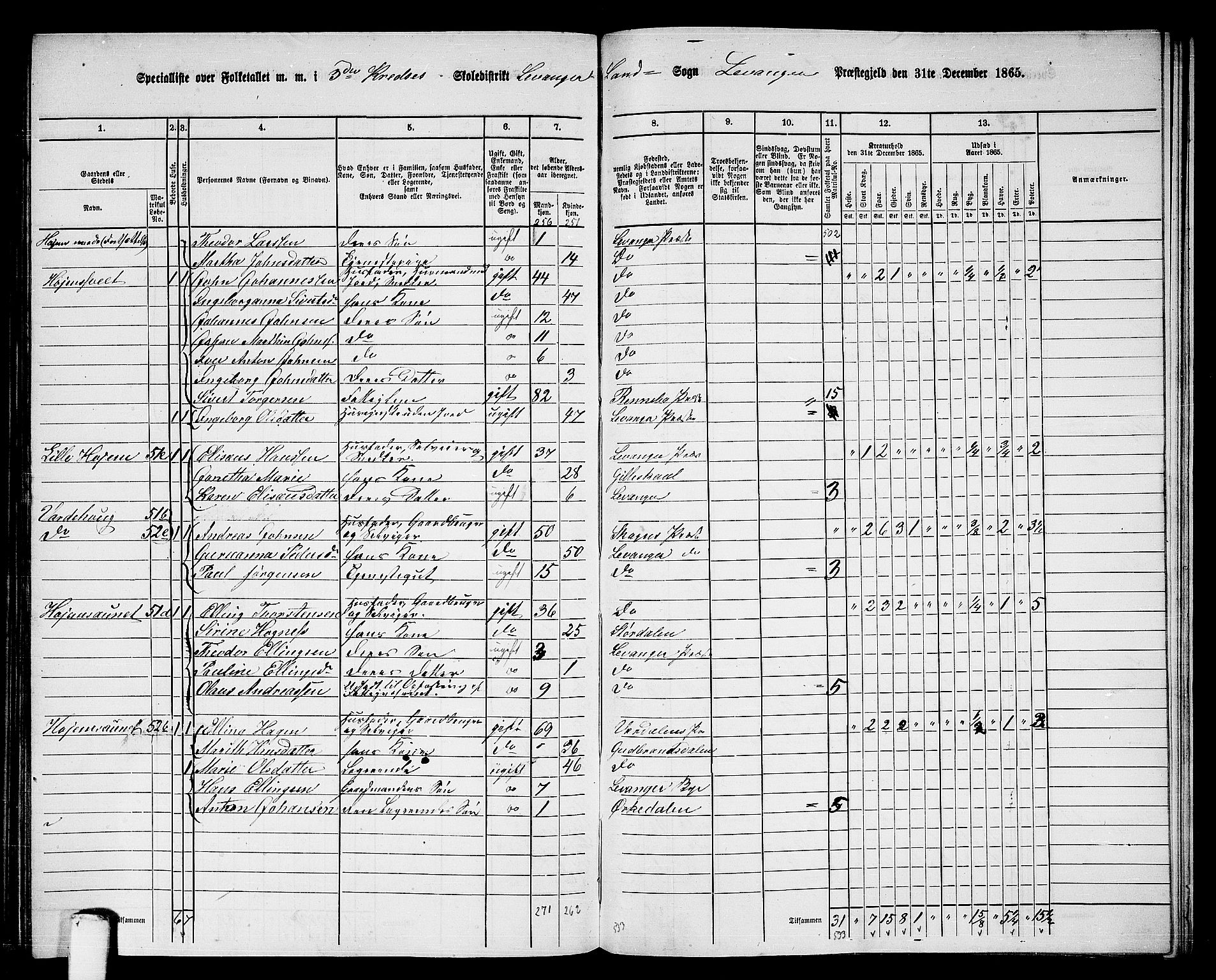 RA, 1865 census for Levanger/Levanger, 1865, p. 76