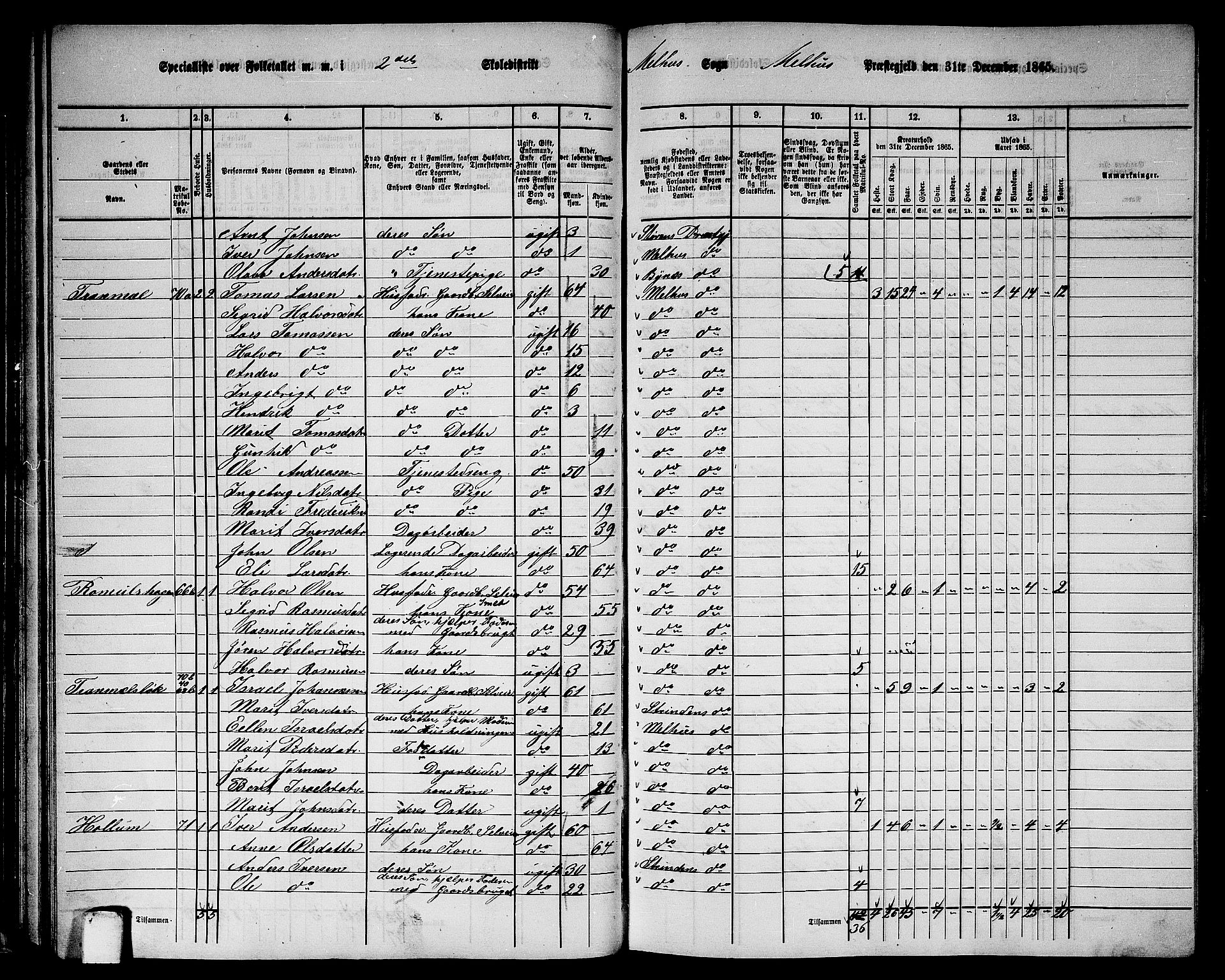 RA, 1865 census for Melhus, 1865, p. 55