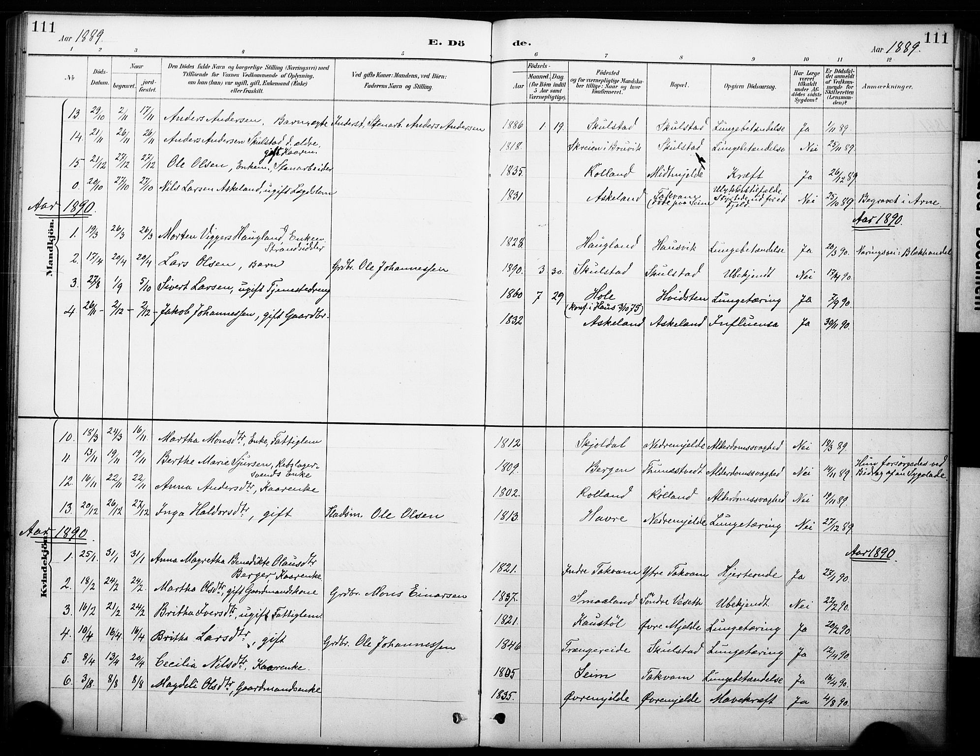 Haus sokneprestembete, SAB/A-75601/H/Haa: Parish register (official) no. B 1, 1887-1898, p. 111