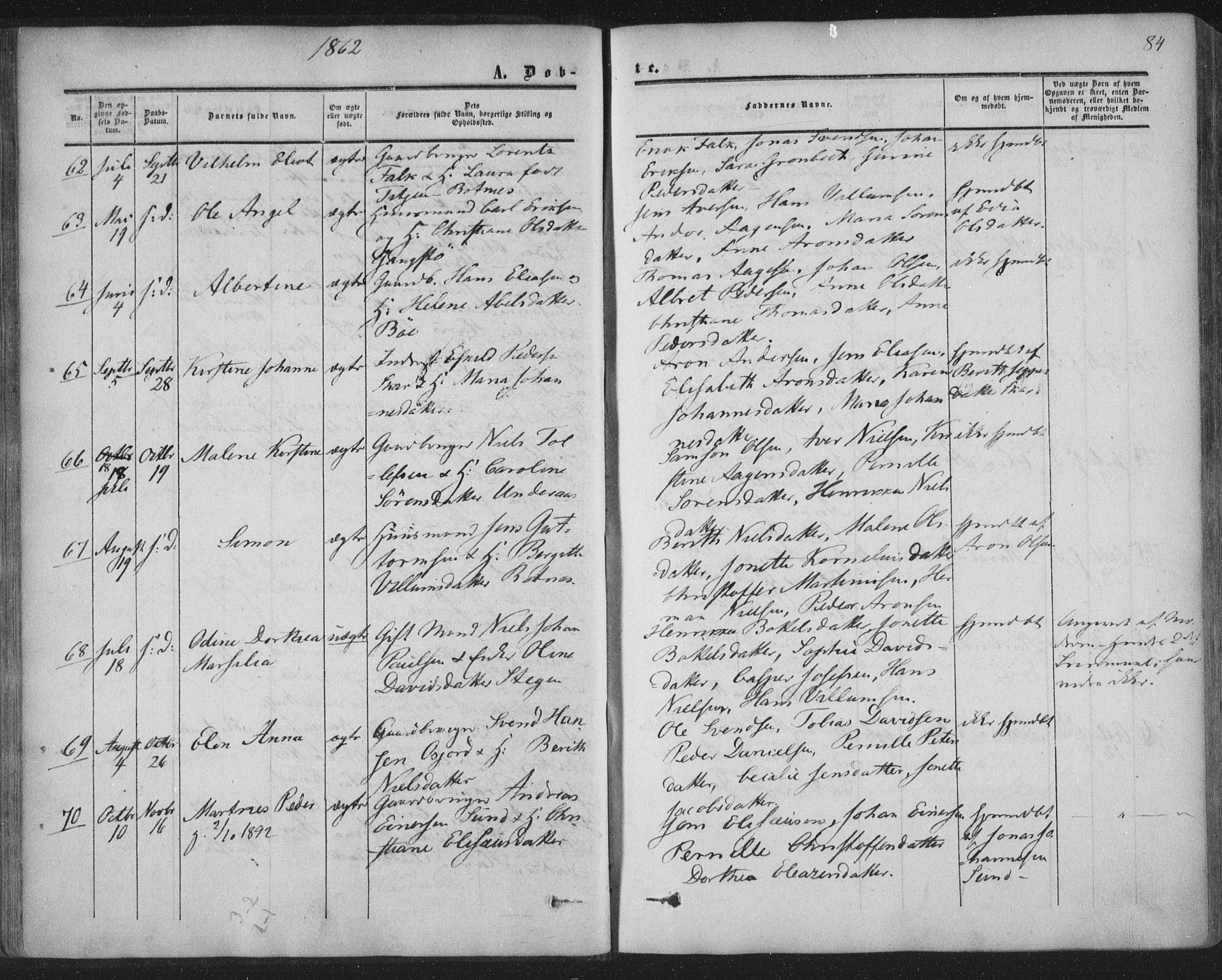 Ministerialprotokoller, klokkerbøker og fødselsregistre - Nordland, AV/SAT-A-1459/855/L0800: Parish register (official) no. 855A08, 1852-1864, p. 84