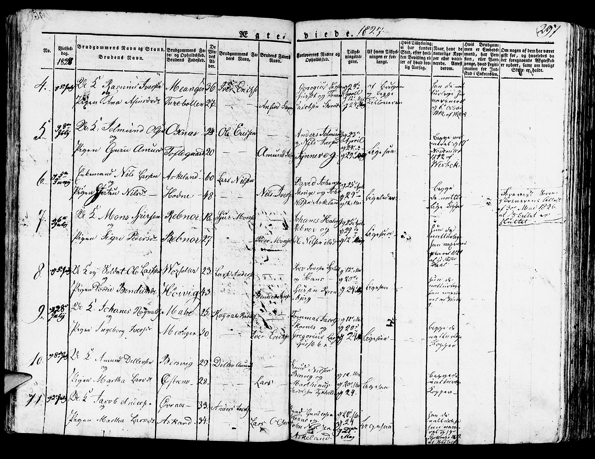 Lindås Sokneprestembete, SAB/A-76701/H/Haa: Parish register (official) no. A 8, 1823-1836, p. 297