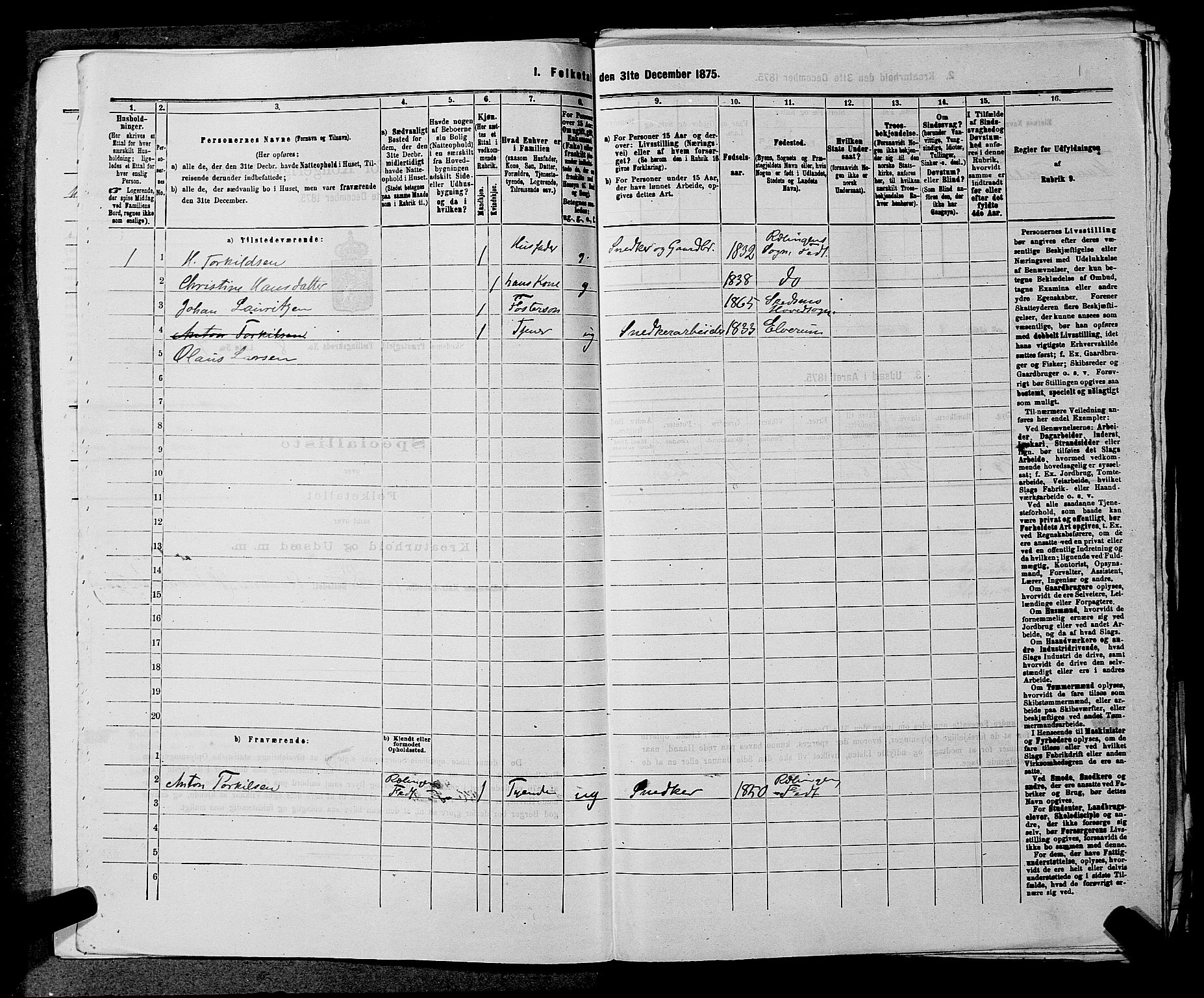 RA, 1875 census for 0231P Skedsmo, 1875, p. 1135